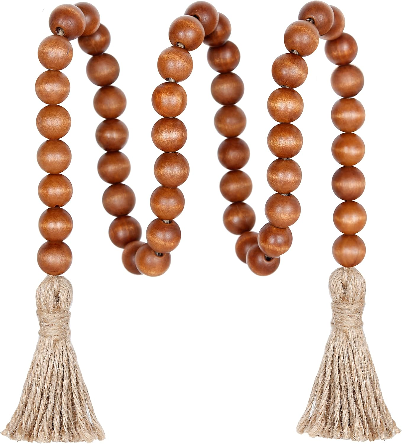 Meplait 39In Wood Bead Garland Farmhouse with Tassels,Versatile Prayer Beads Boho Chic Wall Hanging Home Decor (Navy Blue)