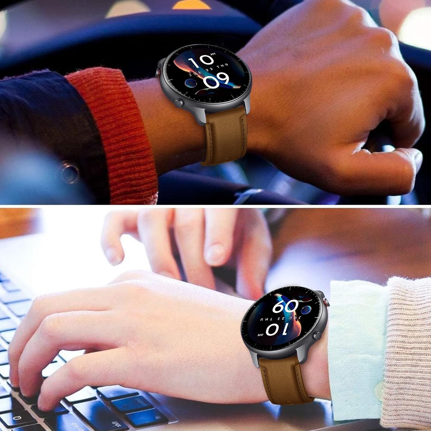 Hatolove Strap Compatible with Huawei Watch Gt3/Huawei Watch GT2/GT 2E Strap 46 Mm/Huawei Watch GT2 Pro/Gt/Classic/Sport Active, 22 Mm Leather Replacement Strap for Huawei Watch 3/3 Pro/4/4Pro 46 Mm