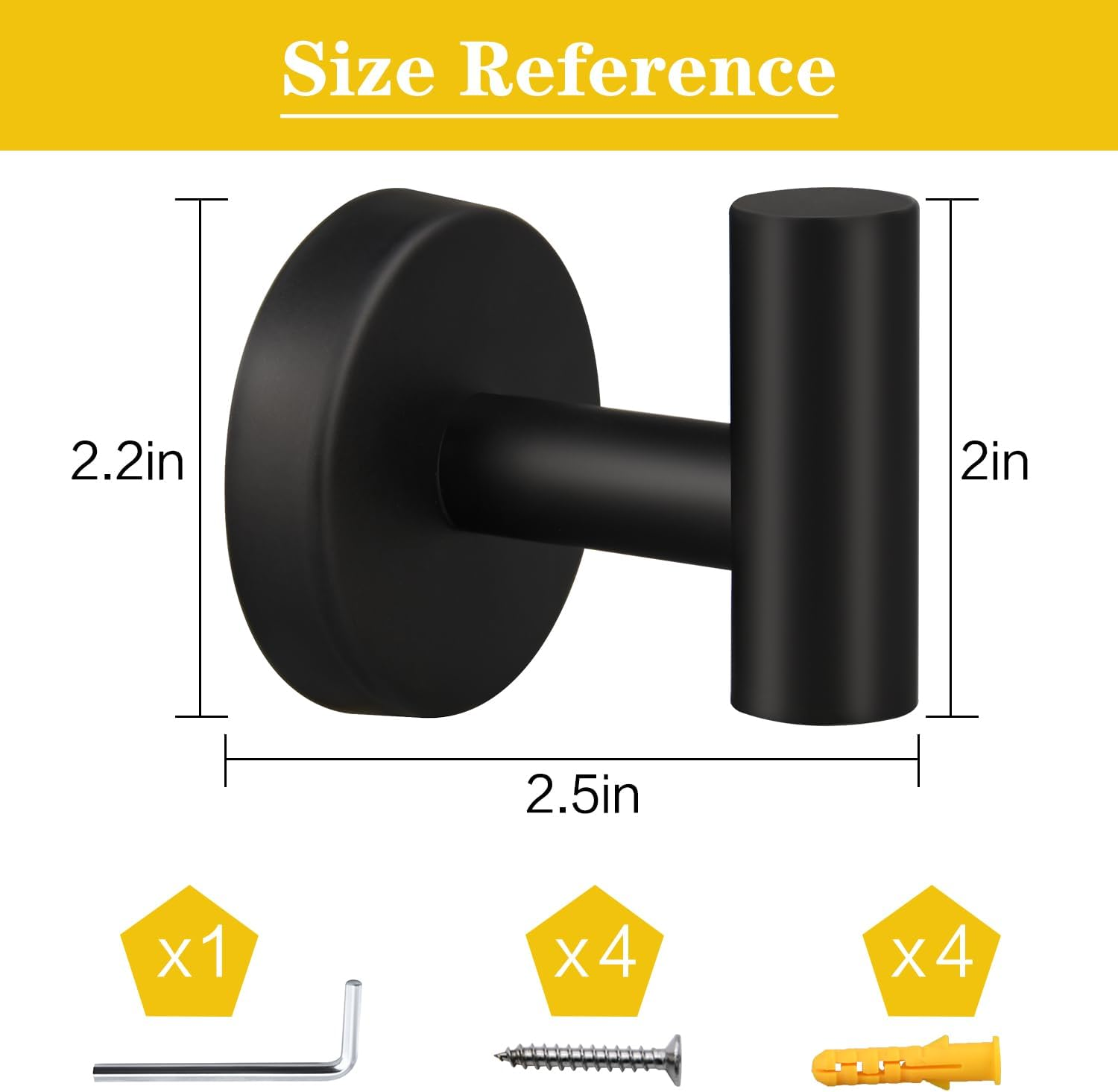 2/4/8 Pack Towel Hooks, Robe Hook, Bathroom Coat Hook Wall Mounted, SUS304 Stainless Steel Bathroom Hooks, Towel Hook for Bedroom Kitchen Hotel Office(8 Pack Matte Black) image number 1
