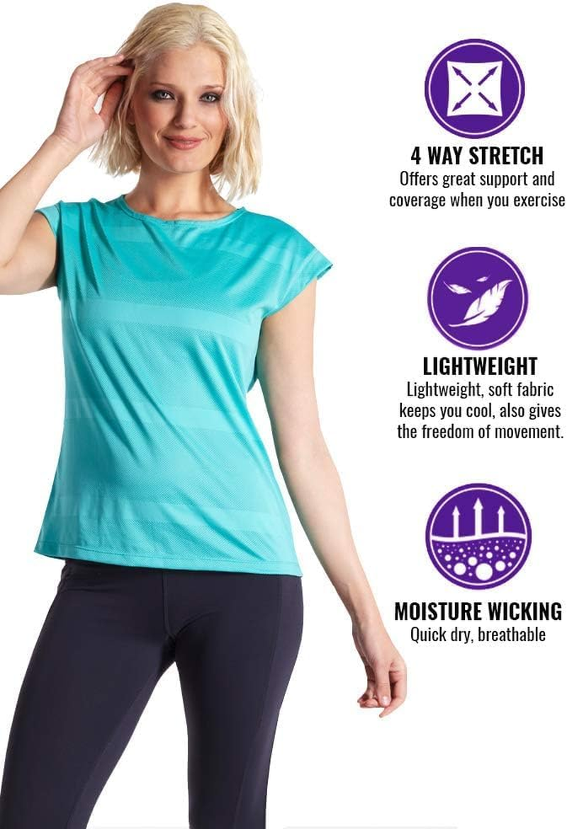 Stripe Women'S Running T Shirt-Teal image number 5