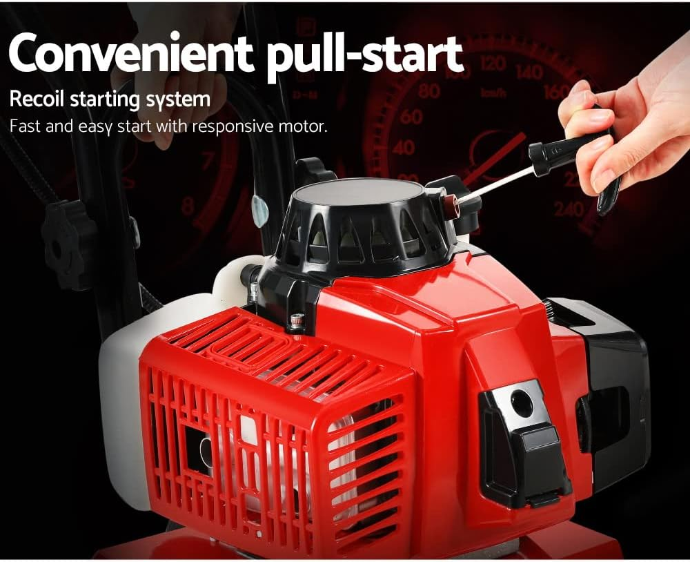 Giantz Tiller Cultivator, 88CC Garden Electric Lawn Scarifier Rotary Tillers Soil Rake Digger Outdoor Gardening Tool, 10000RPM 4 Blades Foldable Adjustable Tilling Depth Red image number 6