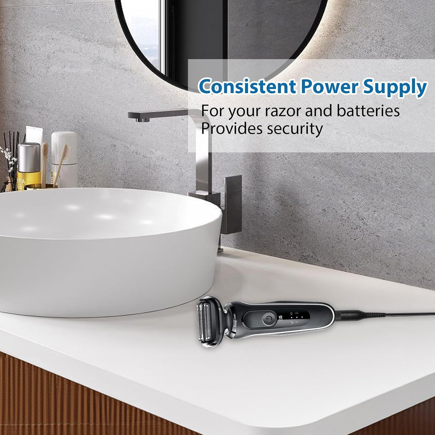 12V Shaver Charger Cable for Braun Shaver Series 9 8 7 6 5 3 1, for Braun Razor 3040S 340S 310S 9385Cc 370 720 760Cc 790Cc 720S-4 7865Cc 9090Cc 9290Cc 9330S 5018S 7020S 9095Cc 390Cc image number 4