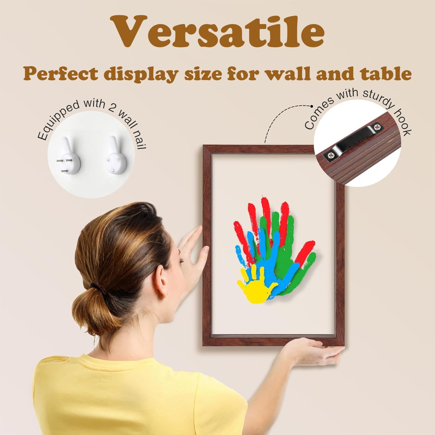 Xiwerhll Family Handprint Kit, Baby Hand and Footprint Kit DIY Handmade Keepsake Wooden Frame Gifts for New Parents for Grandparent Mother'S Day Anniversary Day Father'S, 6 Non -Toxic Paints image number 5