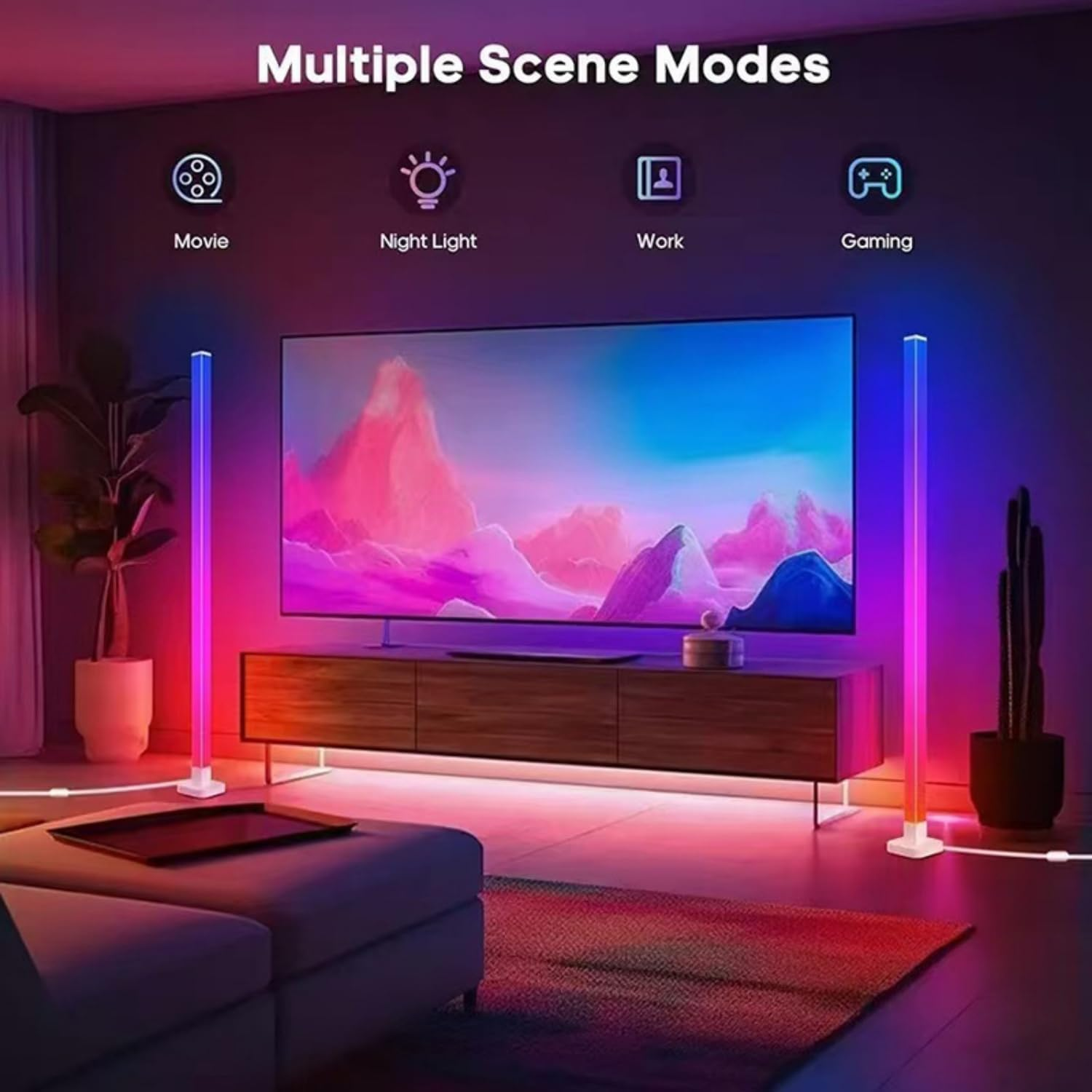 YUTONG ICRGB Corner Floor Lamp, DIY Smart Corner Lamp with Music Sync and 16 Million Colorstimer Setting - with App/Remote,Color Changing Standing Floor LED Lights for Bedroom Living Room Decor image number 4