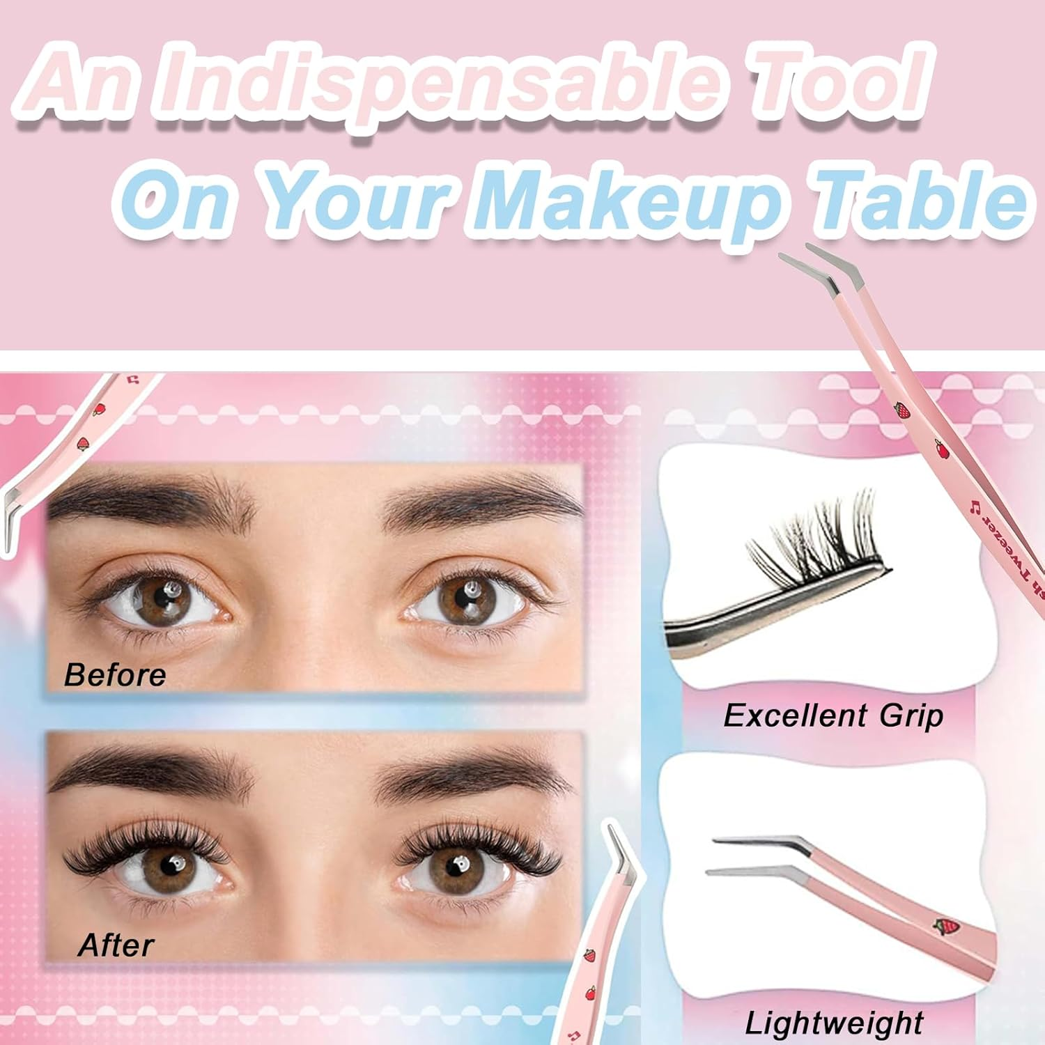 Checkzed Lash Extension Tweezers Set, 6 Pcs Eyelash Tweezer, Precision Lash Tweezers for 2D-6D Volume & Individual False Lashes Extensions, Suitable for All Types of Eyelashes, Storage Bag Packaging image number 2