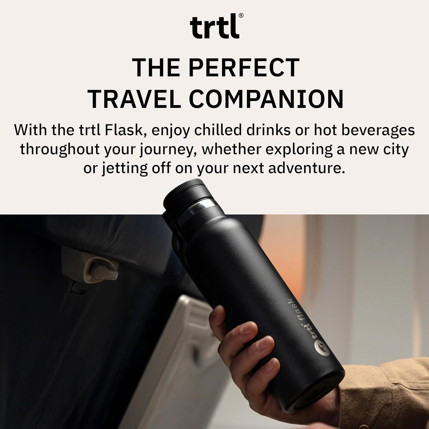 Trtl Travel Water Bottle Flask- Insulated Water Bottle That Keeps Drinks Cool for up to 24 Hours - Secure, Leak-Proof Lid image number 3