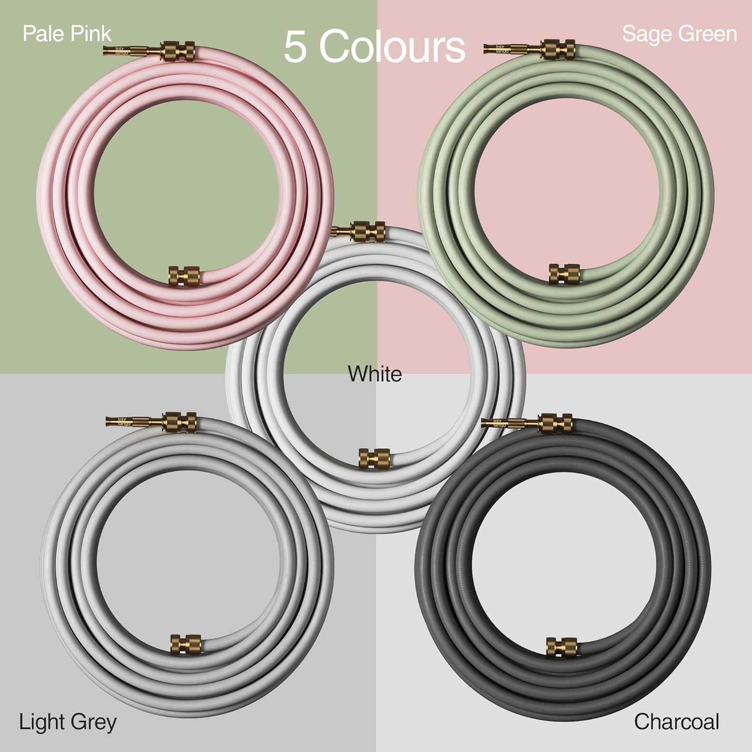 Flexy 20M Premium Flexible Garden Hose | Exclusive Colours, Lightweight, Uv-Resistant Hybrid Polymer, Kink-Free with Solid Brass Fittings & Multi-Pattern Spray Nozzle (White) - Charcoal image number 4