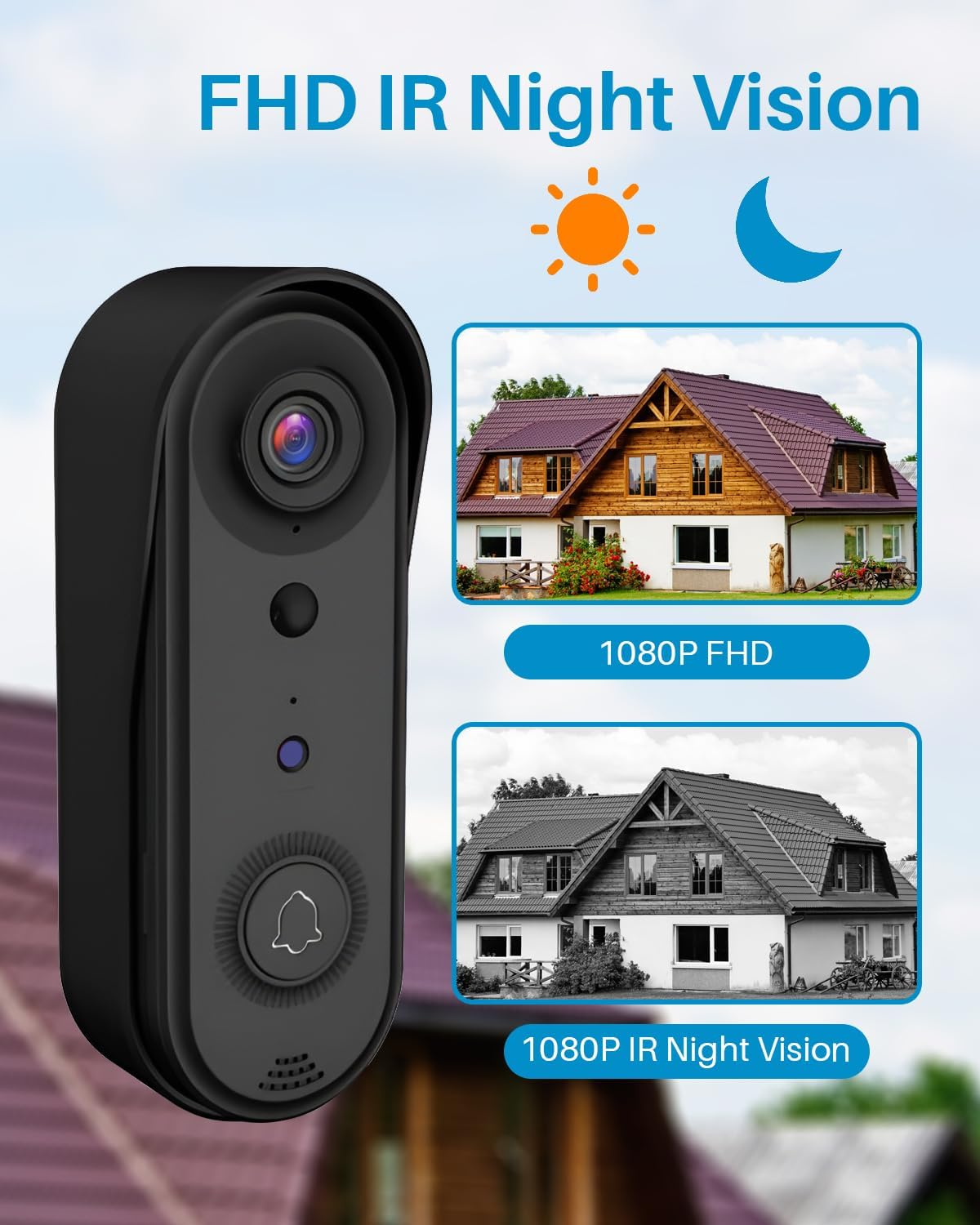 Wireless 1080P Video Doorbell, 2.4Ghz Wifi Home Doorbell Camera with Indoor Chime, IP65 Waterproof, Two-Way Audio image number 4