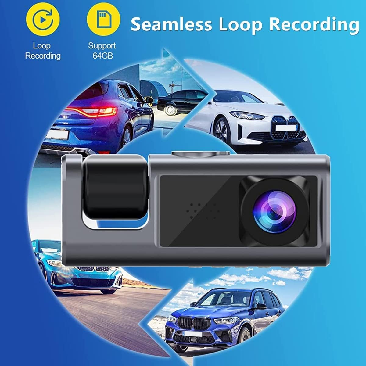 Dual Dash Cam 1080P 720P Front and Rear Car Recorder Dashcam for Cars with IR Night Vision 3 Channel 160 Degree HD Car Driving Camera Dashboard Cameras Support 32GB Max