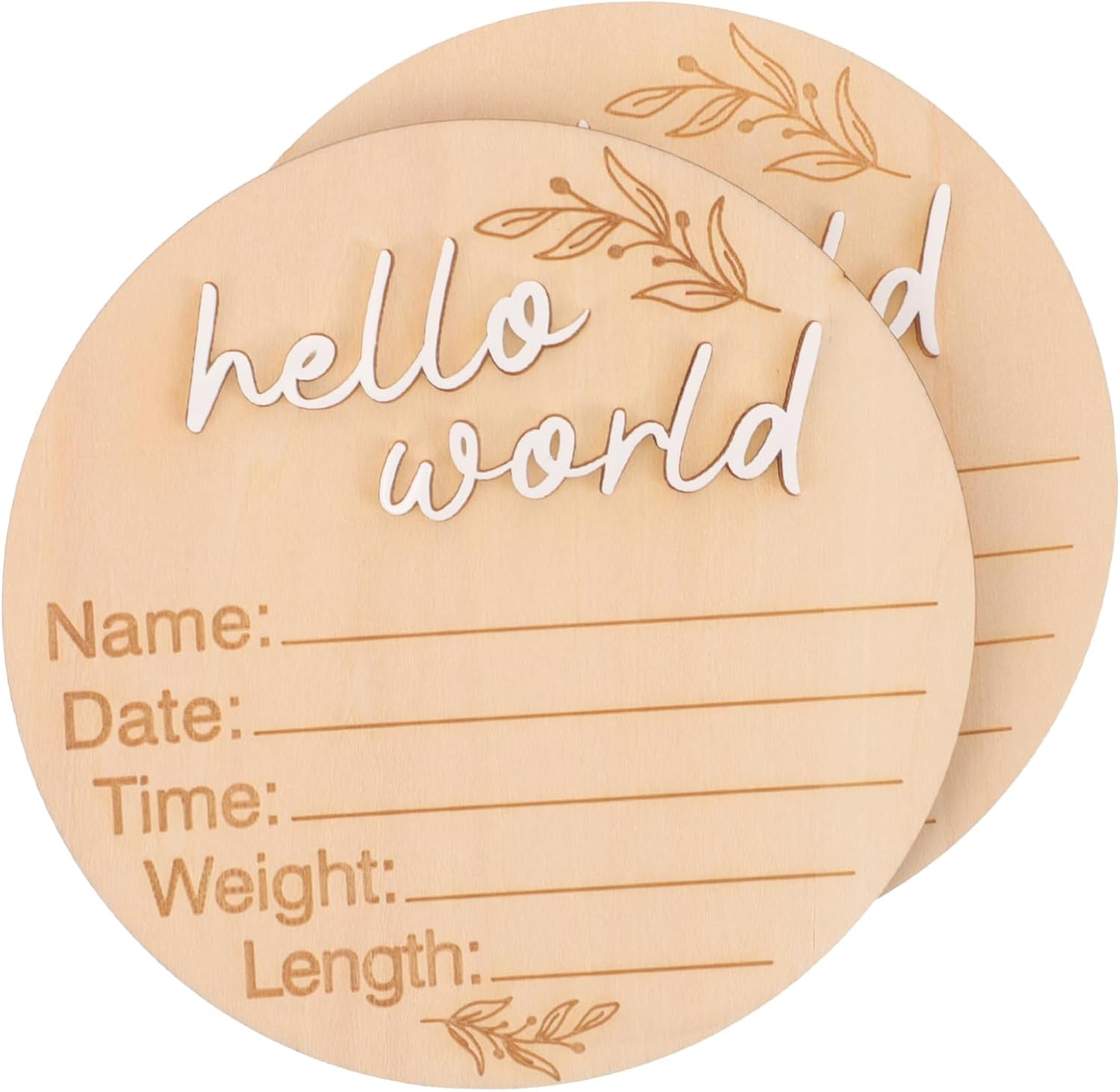 2Pcs Natural Wood Birth Announcement Sign Nursery Newborn Name Plaques with Birth Details Decorative Photo Props for Newborns Showers and Gifts image number 3