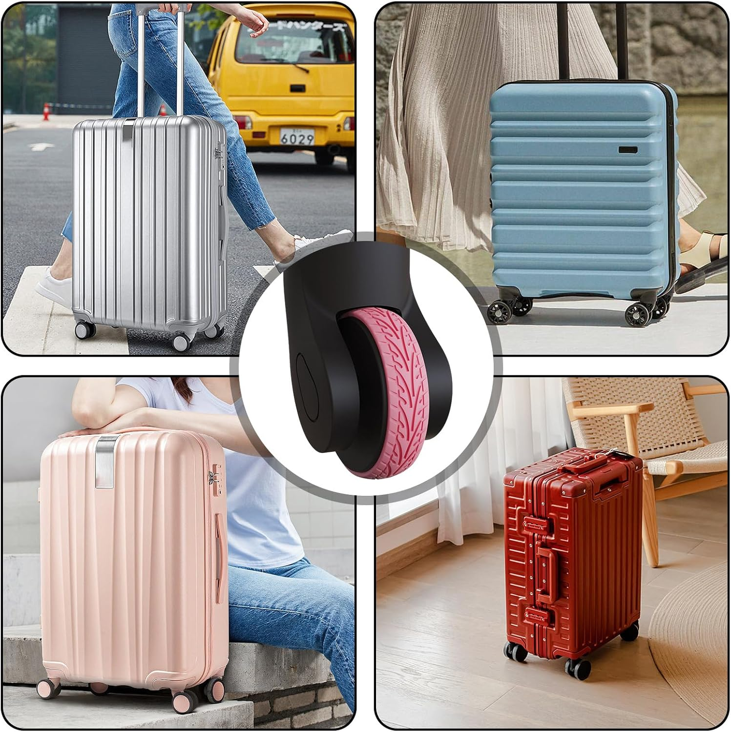 Luggage Wheel Protector Covers, Silicone Luggage Compartment Wheel Protection Cover, Travel Accessories, Suitcase Wheels Protector Cover Replacement, and Reduce Noise Hoffti image number 6