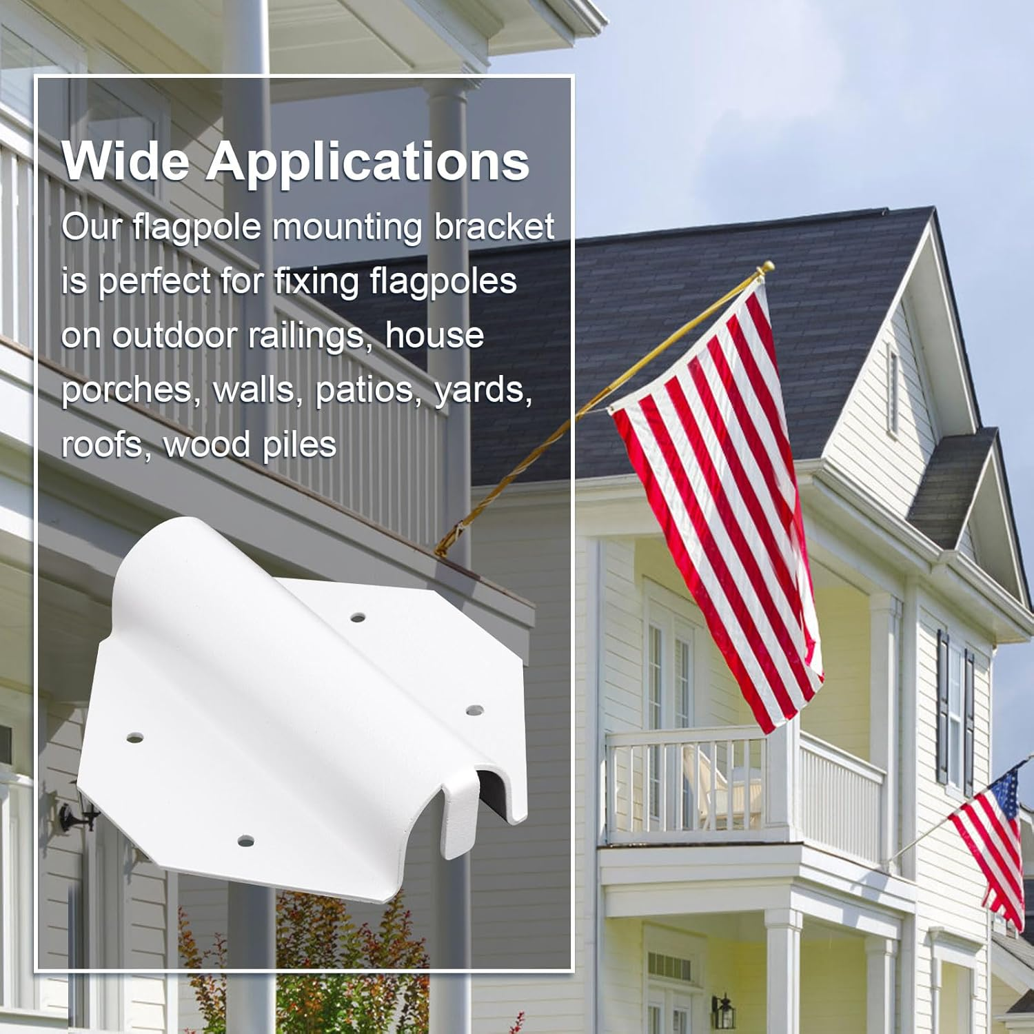 PEUTIER Side Mount Flag Pole Holder, outside House Flag Pole Bracket Set with Screws and Expansion Tubes Outdoor Side Mount Flag Pole Bracket for House Porch Wall Yard image number 6