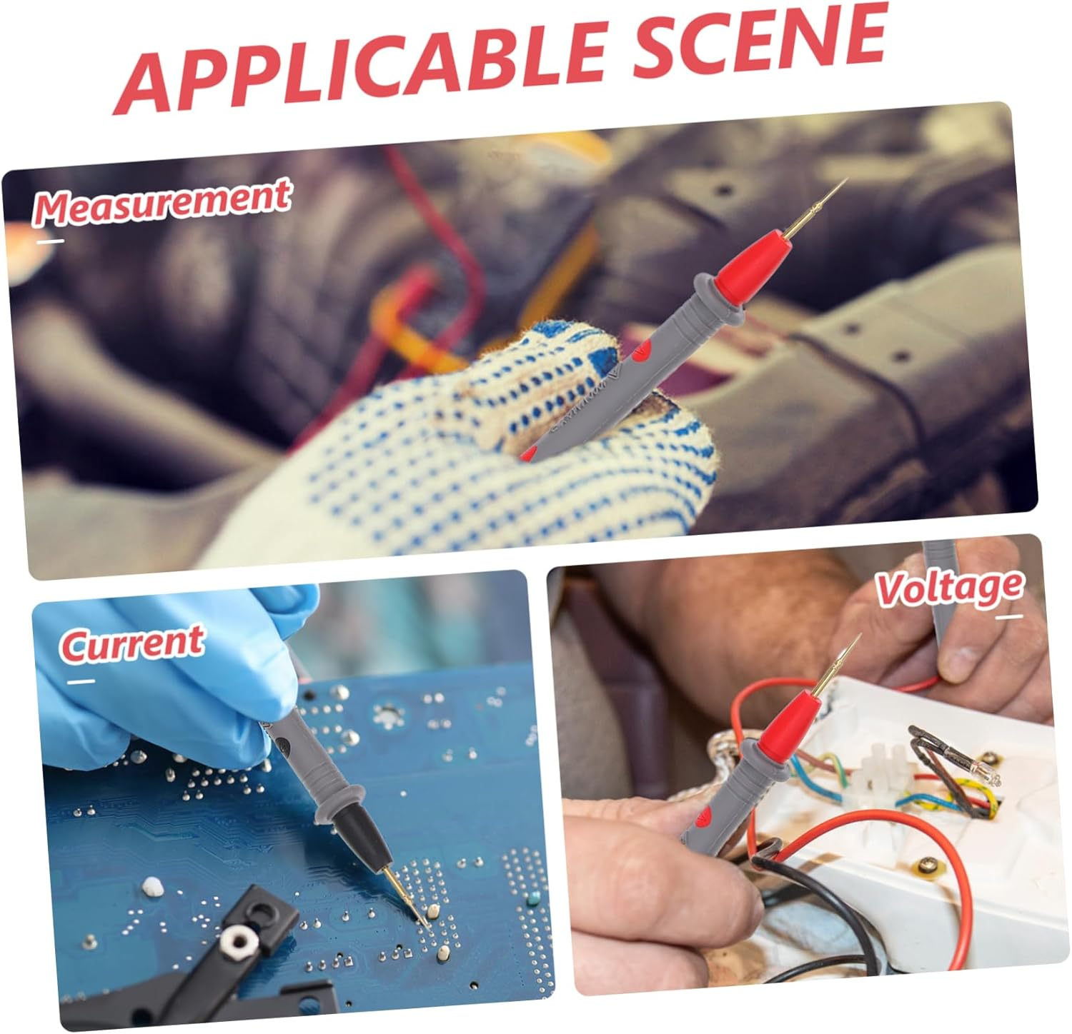 SOLUSTRE 2Pcs Banana Jack Test Probe Kit Multimeter Leads Replacement Probe Tips Automotive Repair Tool Volt Leads image number 5