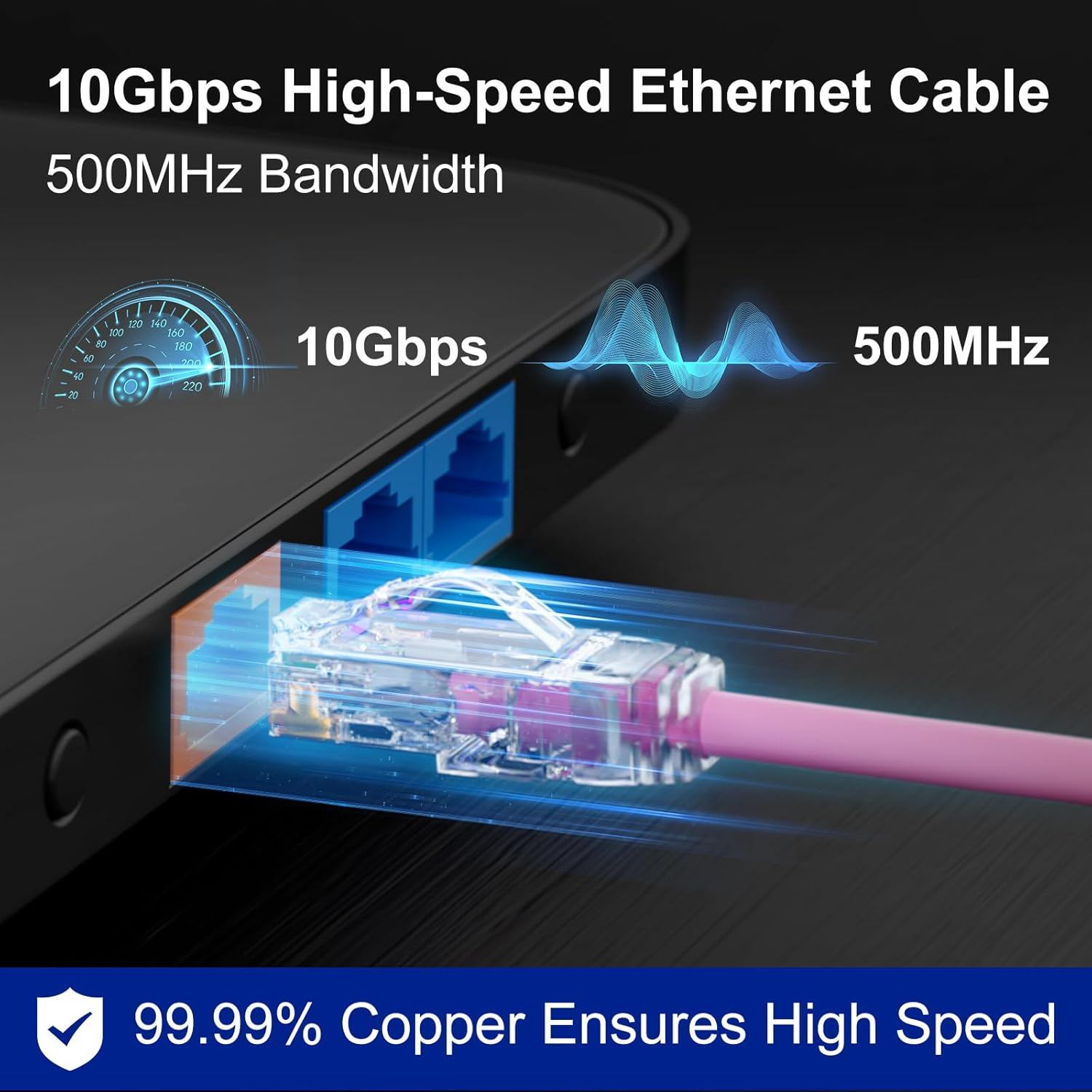 Panduit Cat6A Ethernet Patch Cable, Shielded Snagless RJ45 Internet Computer Network Patch Cable for Router, Modem, Switch, Gaming Consoles, Streaming Devices (Pink, 2M)