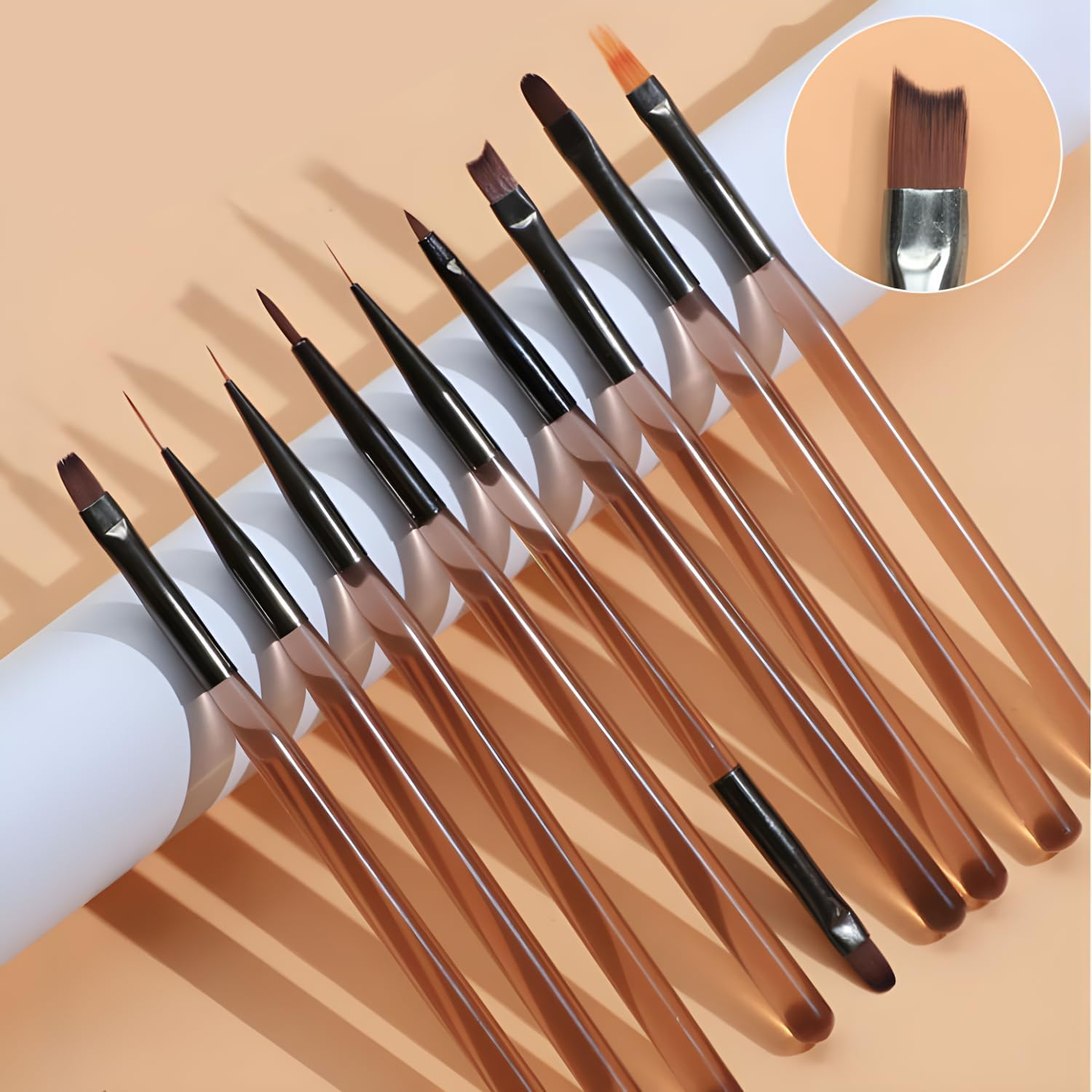9Pcs Nail Art Brushes Set, Acrylic Nail Brush, Nail Art Design Pen Painting Tools with Nail Extension Gel Brush, Builder Nail Gel Brush, Nail Dotting Pen Salon at Home Diy Manicure image number 5