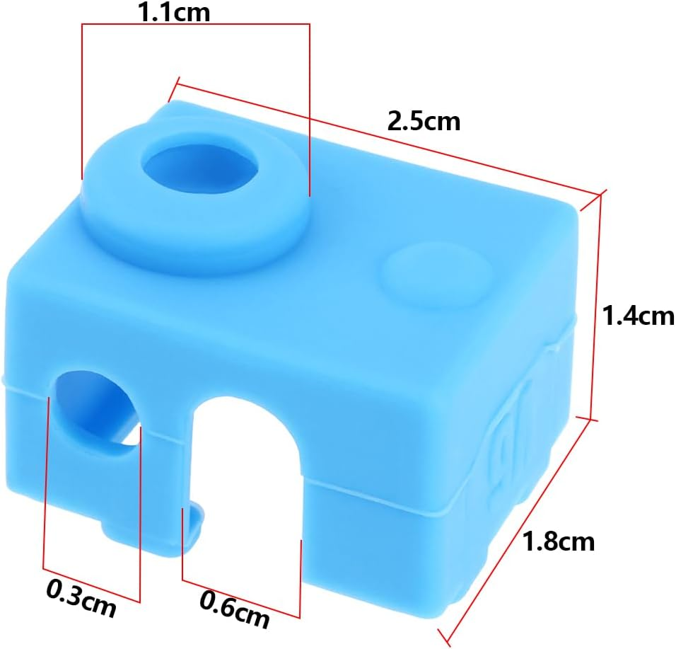 SING F LTD 4Pcs 3D Printer Heater Block Silicone Socks Cover Silicone Hotend Sock Compatible with Prusa MK3 MK3S Compatible with E3D V6 PT100 Blue