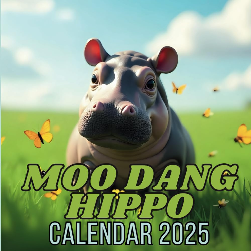 Moo Deng Hippo Calendar 2025: 12 Month Moo Deng Hippo from January to December, Square 8.5 X 8.5 Inches Gift for Organizing & Planning