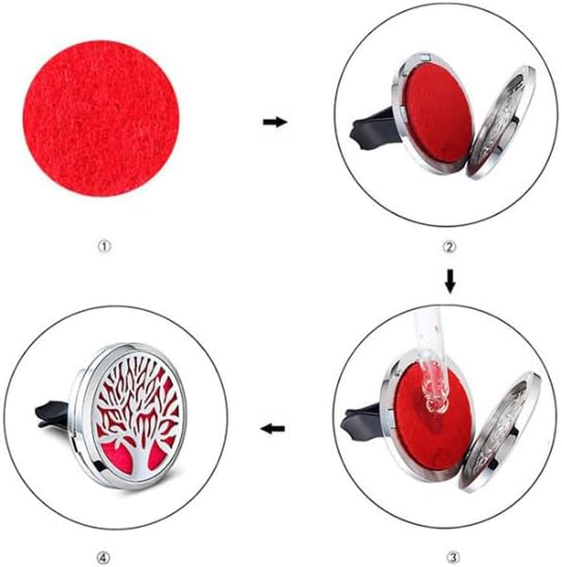 Office Home Car Diffuser Vent Clip, 4 PCS Car Essential Oil Diffuser Clips Aromatherapy Locket Air Freshener with 48 Refill Pads image number 5