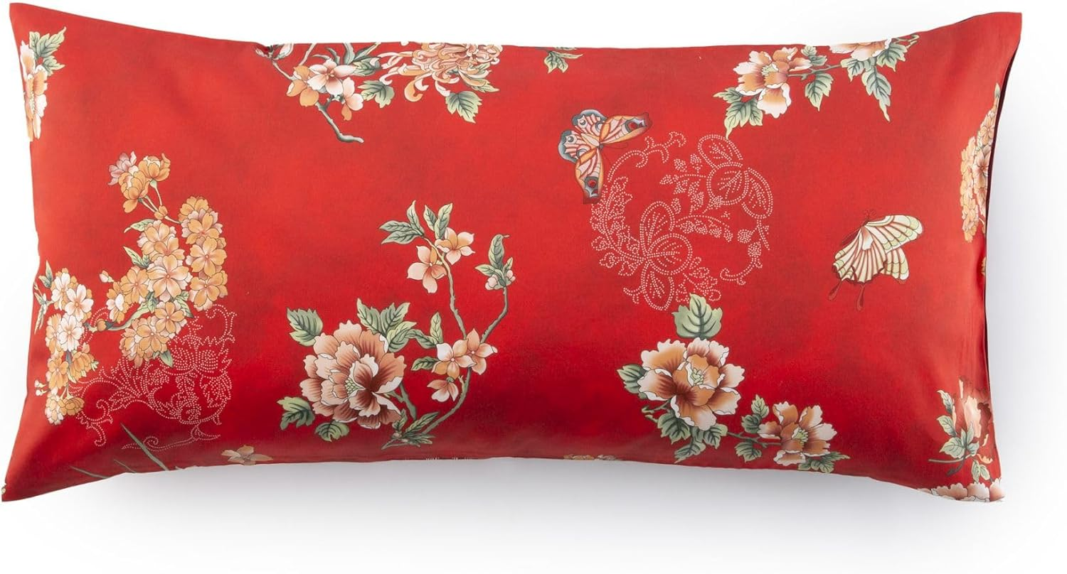 Bassetti ESPERIDI 9333313 Cushion Cover for Bed Linen 100% Cotton Satin in Red R1, Dimensions: 40 X 80 Cm image number 2