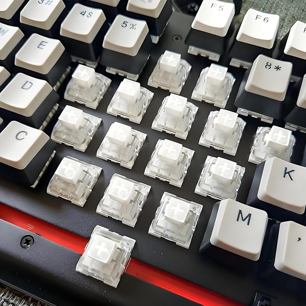 30Pcs Kailh Box White Clicky Mechanical Keyboard Switches, 45Gf Pre Lubed Tactile Switches, Dustproof and Waterproof, 3 Pin RGB SMD, Smooth and Durable White Switches for Custom Keyboards