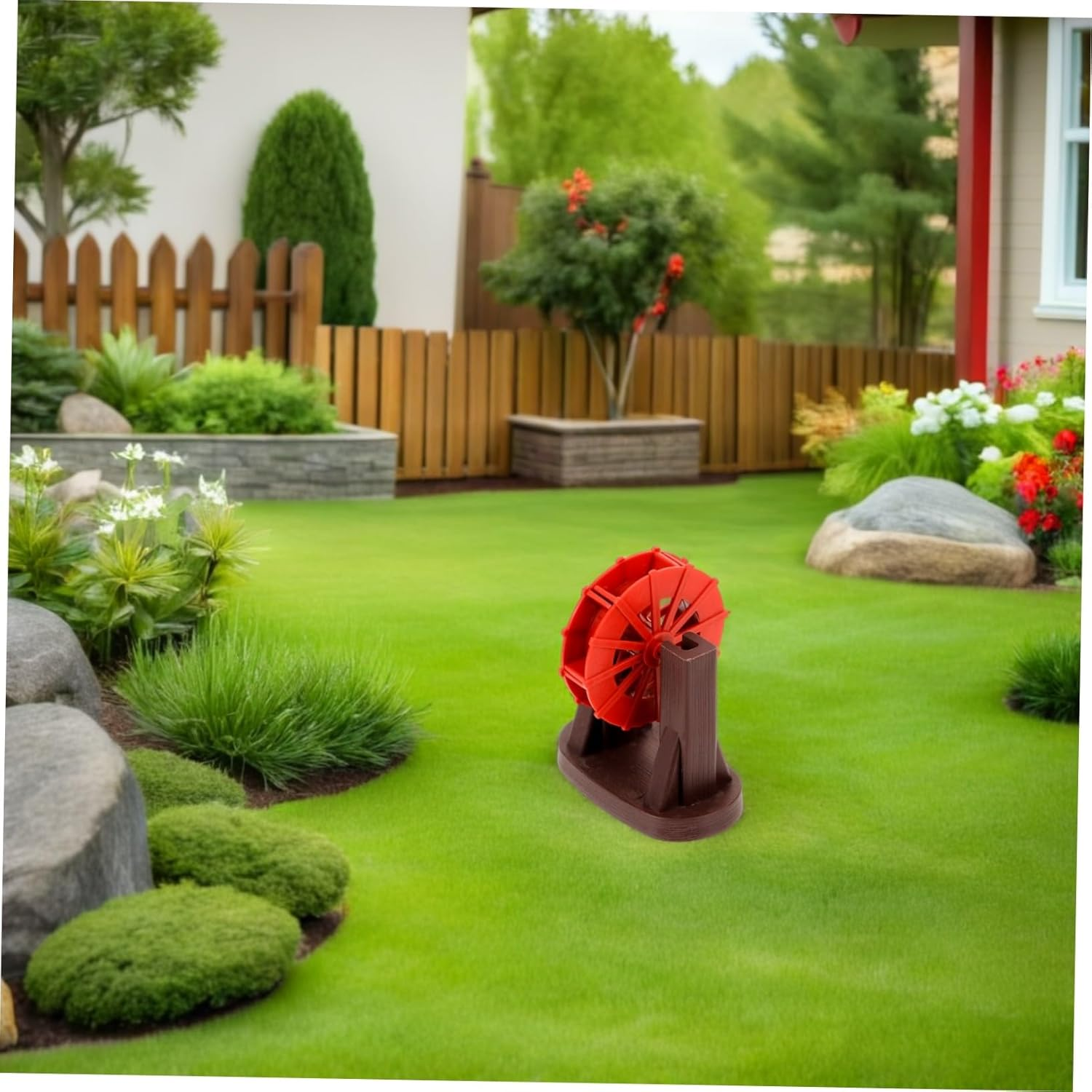 BESPORTBLE 2Pcs Mini Aquarium Water Mill Rotating Fountain Fish Tank Landscape Ornament for Zen Garden Desktop Decor Red Silent Operation Air Purification