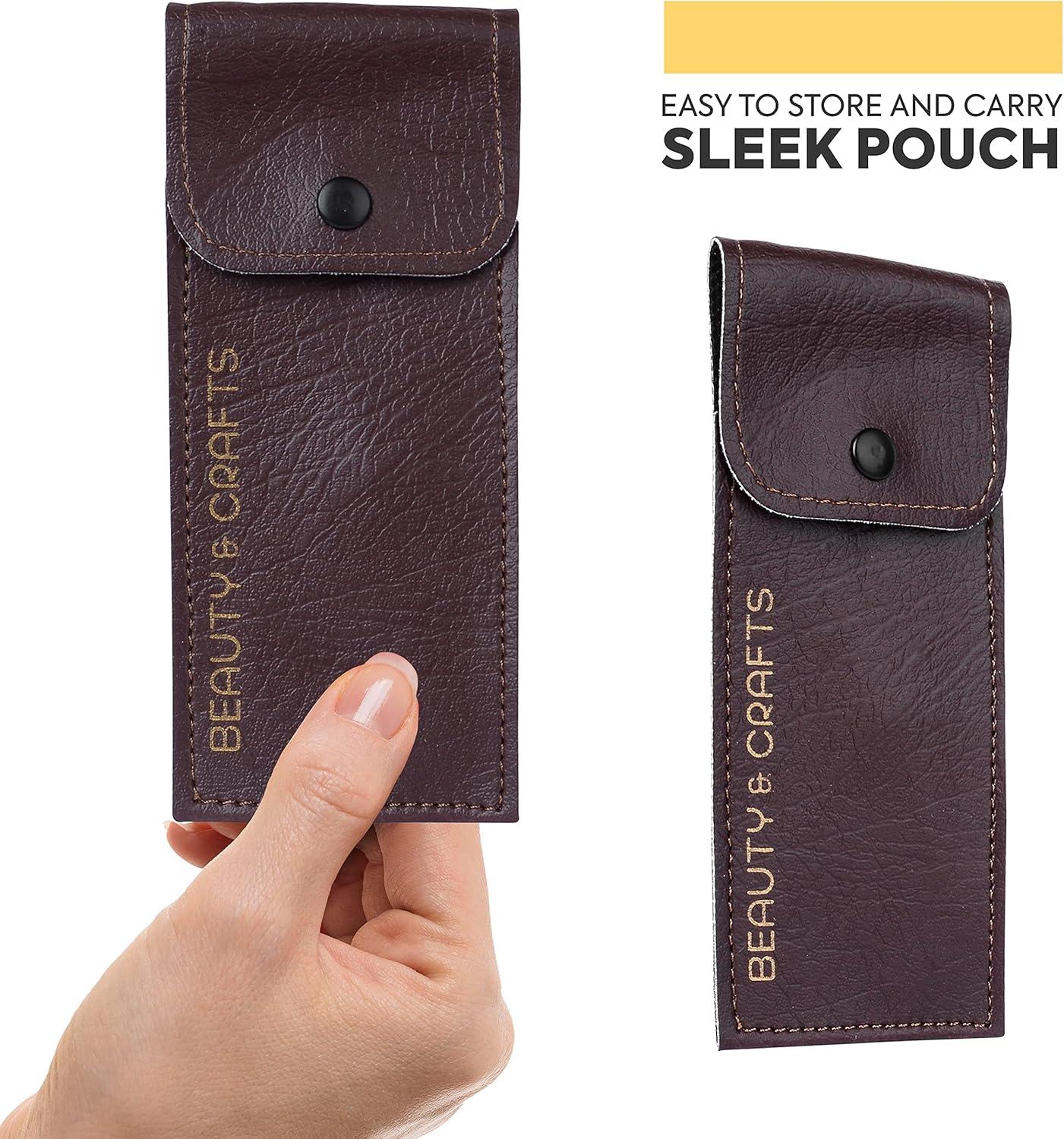 Beauty & Crafts- 5'' German Beard Mustache Scissor- 2 Mustache Combs for Facial Hair with Beautiful Pouch - Beard Trimming Scissors Use for Grooming, Cutting, and Styling of Mustache (Black) - Black With Tweezer image number 6