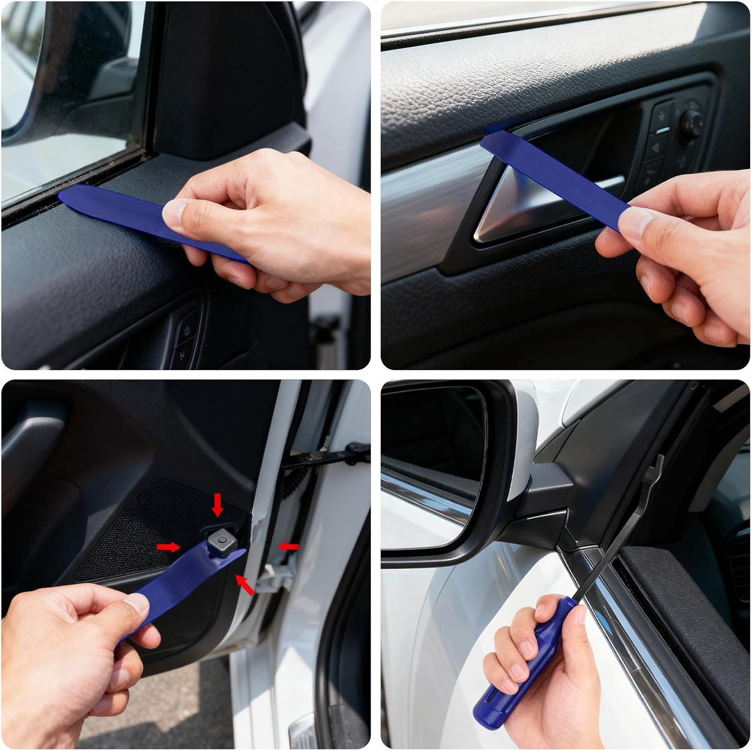 5 Packs Car Trim Removal Tool Kit, Automotive Pry Tool Set with No Scratch Plastic Pry Bar for Interior Panel, Door, Window, Dashboard, Fastener & Molding Removal