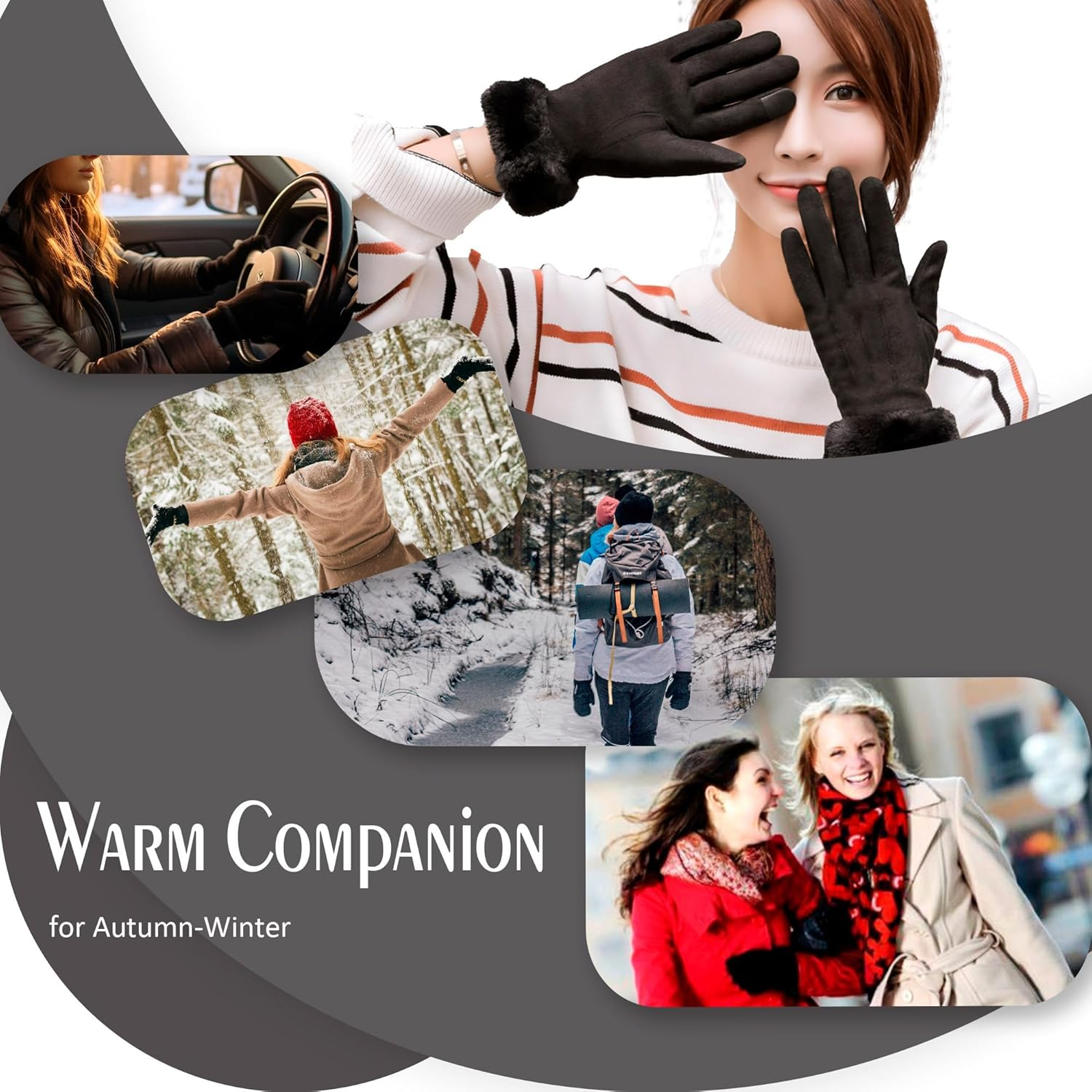 Ottsas Winter Gloves for Women, Touch Screen Cold Weather Thermal Warm Windproof Gloves, Soft Thick Fleece image number 5