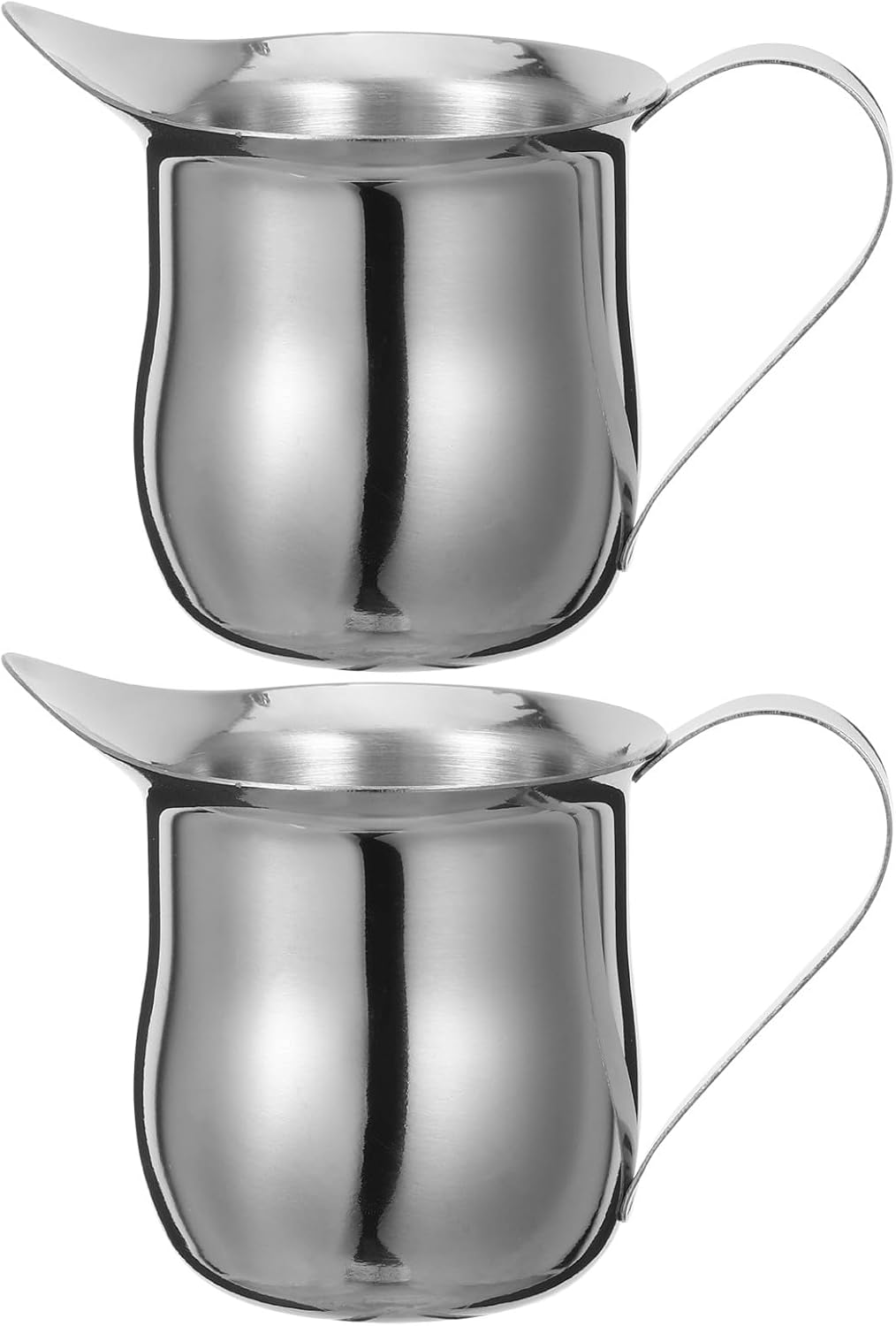 Happyyami 2Pcs Small Stainless Steel Milk Frother Jug Compact Coffee Latte Steaming Pitcher for Espresso Cappuccino Flavor Optimization image number 1