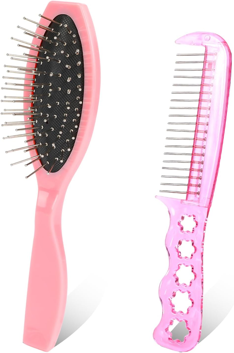 Hair Extension Brushes, 2 Pieces Wig Brush for Synthetic Wigs Portable Synthetic Hair Brush Metal Wire Wet Hair Comb Professional Stainless Steel Teeth Wig Brush for Women Girls Human Hair, Pink image number 1