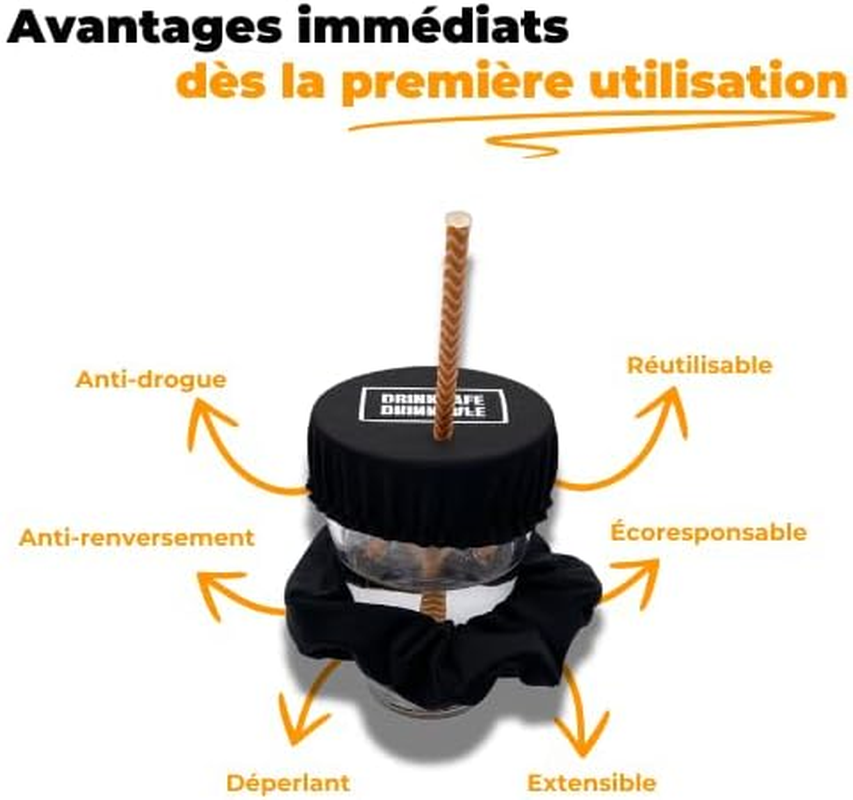 Drinksafe I Drug Glass Hair Scrunchie Reusable Leakproof for Parties and Festivals I Purple image number 3