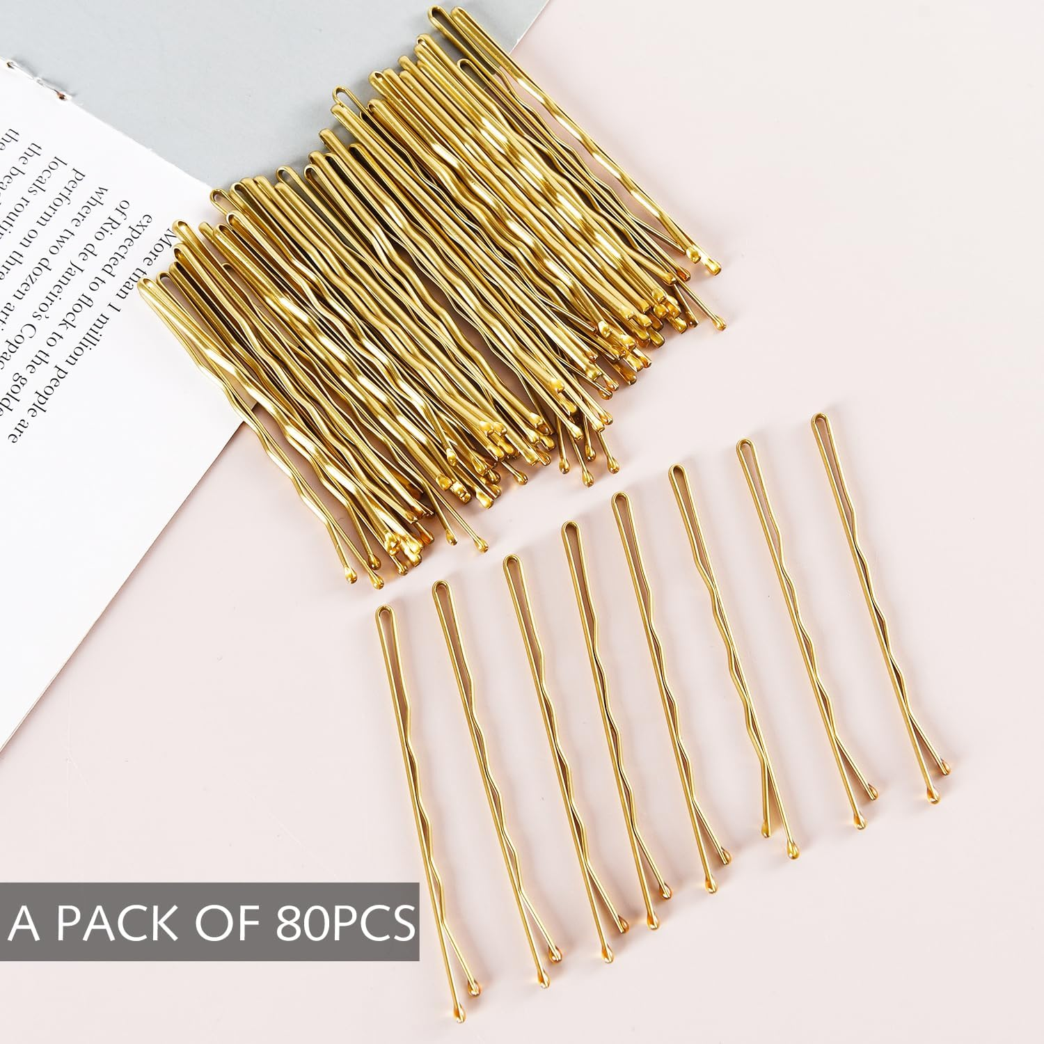 Pack of 50 Mini Hair Pins Gold, 3.5 Cm Small Wavy Hair Pins Metal Hair Clip for Women Girls Children Bun Long Straight Curly Hair All Hair Types