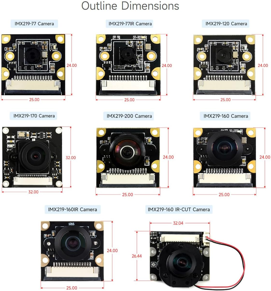 Waveshare IMX219-160 8MP Ir-Cut Camera Ir-Cut Infrared Night Vision 162&deg; FOV Compatible with Raspberry Pi 5/Pi4B/3B+/3A+/Zero/Zerojetson Nano/Compute Module