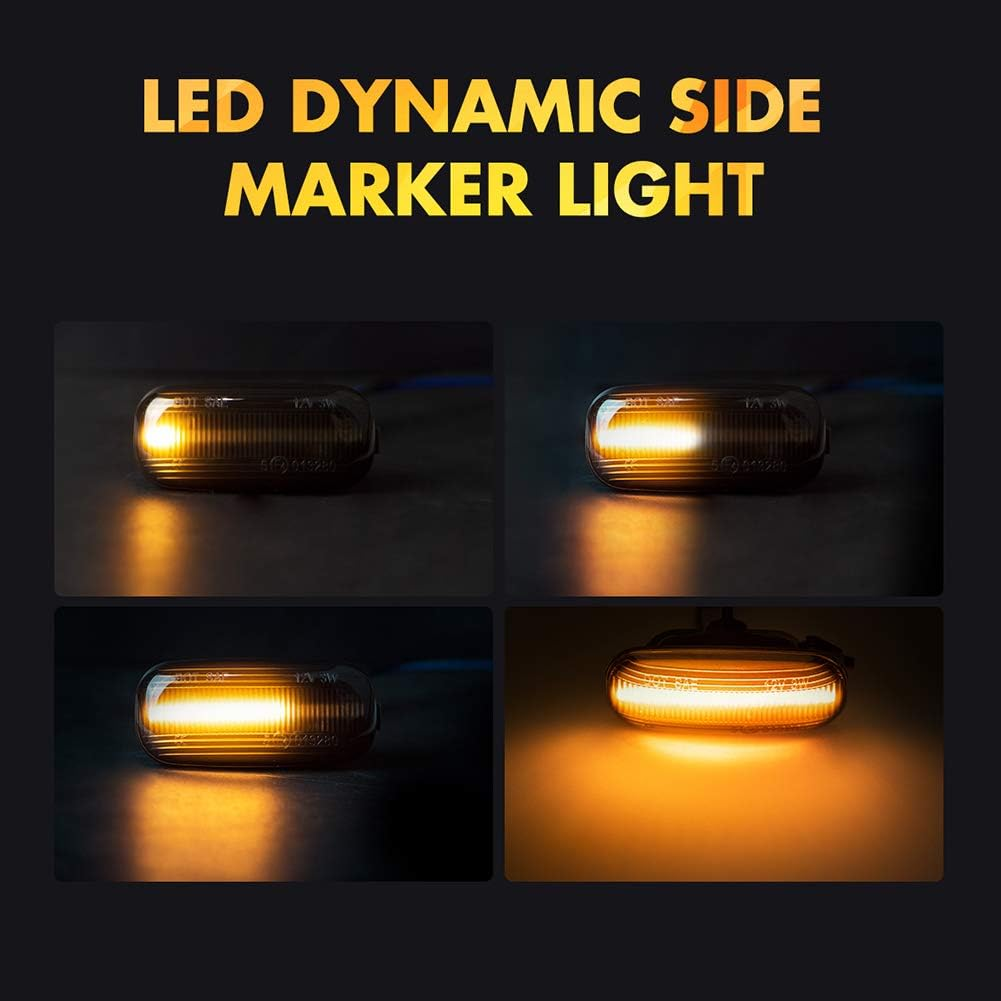 2 Pieces Led Dynamic Side Marker Turn Signal Light Sequential Blinker Lights for Au Di A3 S3 8P A4 S4 RS4 B6 B7 B8 A6 S6 RS6 C5 C7 2003-2011 Black Indicator Lamp image number 5