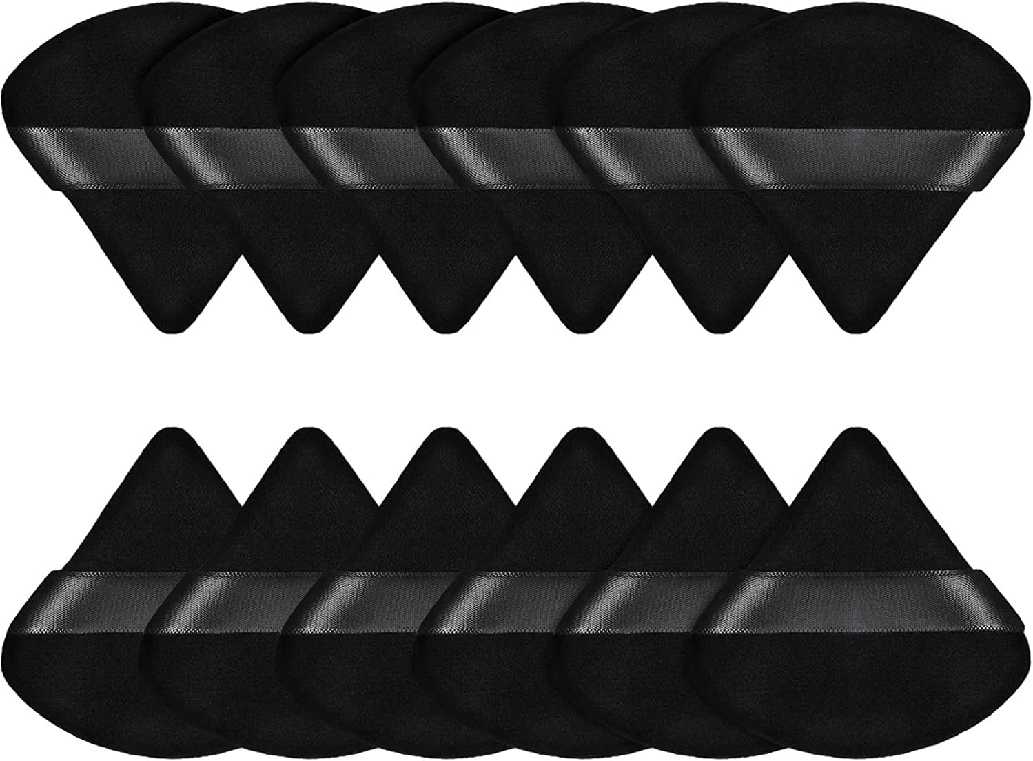 Maitys 12 Pcs Powder Puff Triangle for Face Makeup Cosmetic Loose Powder Puff Velour Soft Body Washable Reusable Foundation Sponge Wet Dry Makeup Tool for Women(Small,Black, Gray)