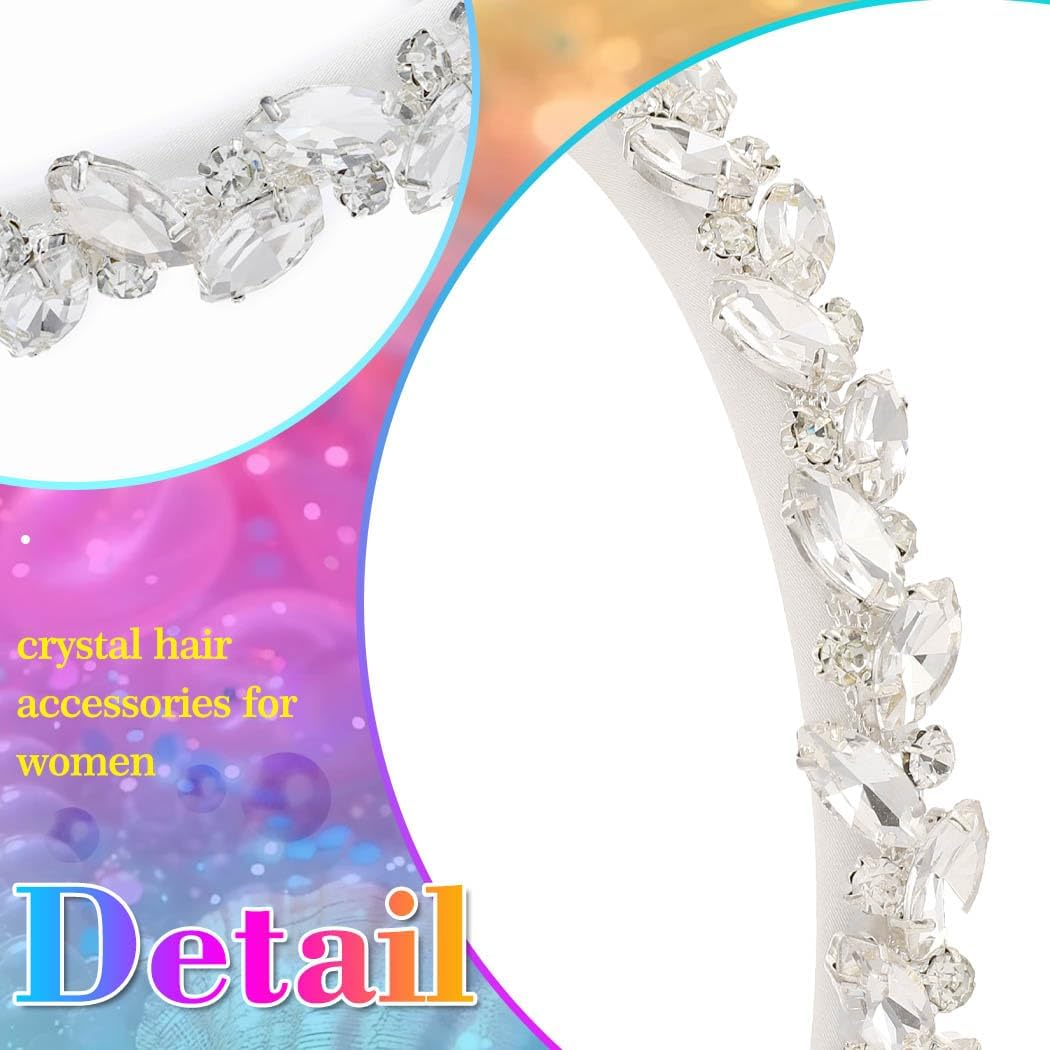 Fashband Crystal Headbands Glitter Rhinestone Headband Bridal Wedding Daily Wear Party Hair Accessories for Women and Girls (Rhinestone)