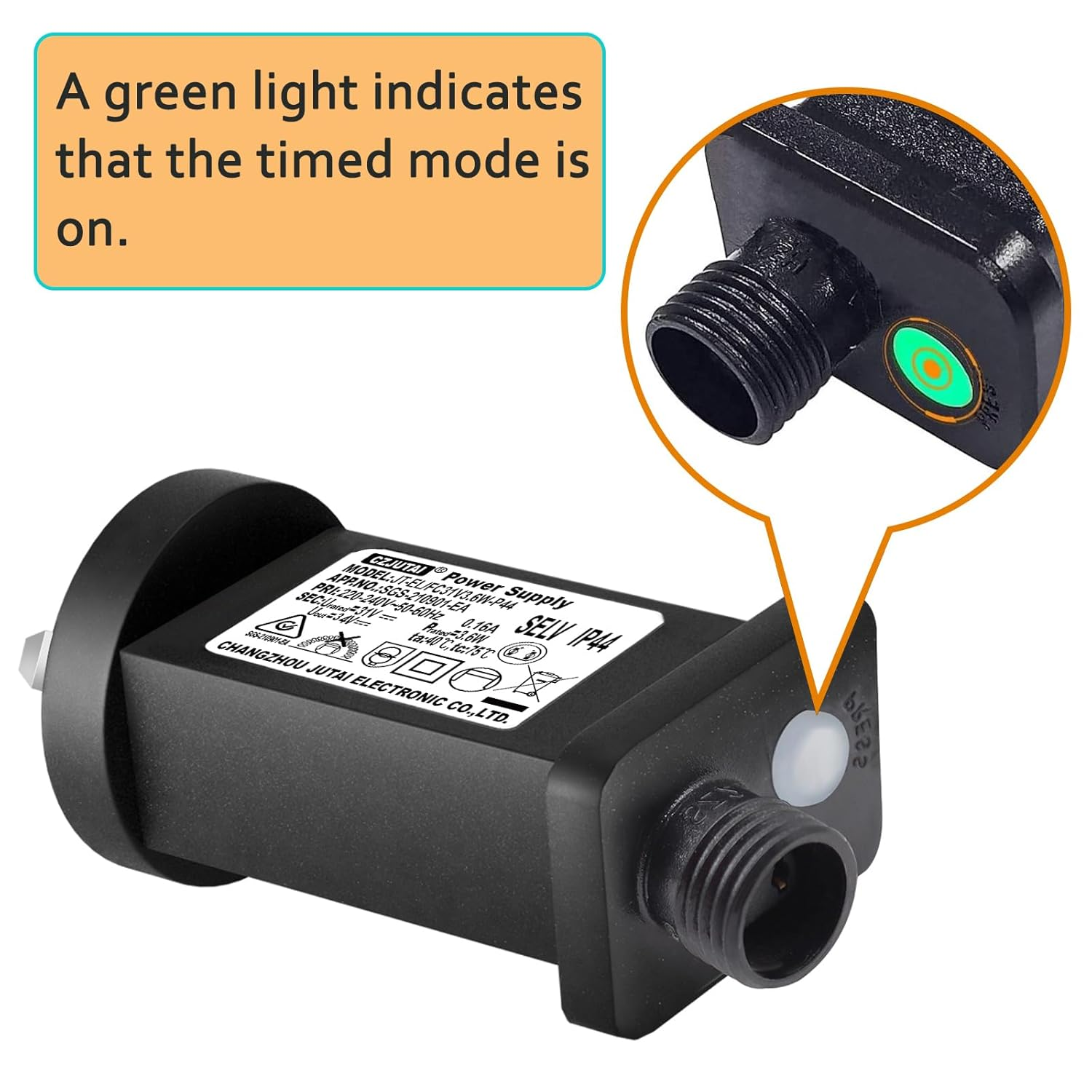 31V 3.6W Power Supply for CZJUTAI JT-EL/FC31V3.6W with 8 Modes, Memory & 6 Hour Timer, IP44 for Christmas Tree Lights [C53T]