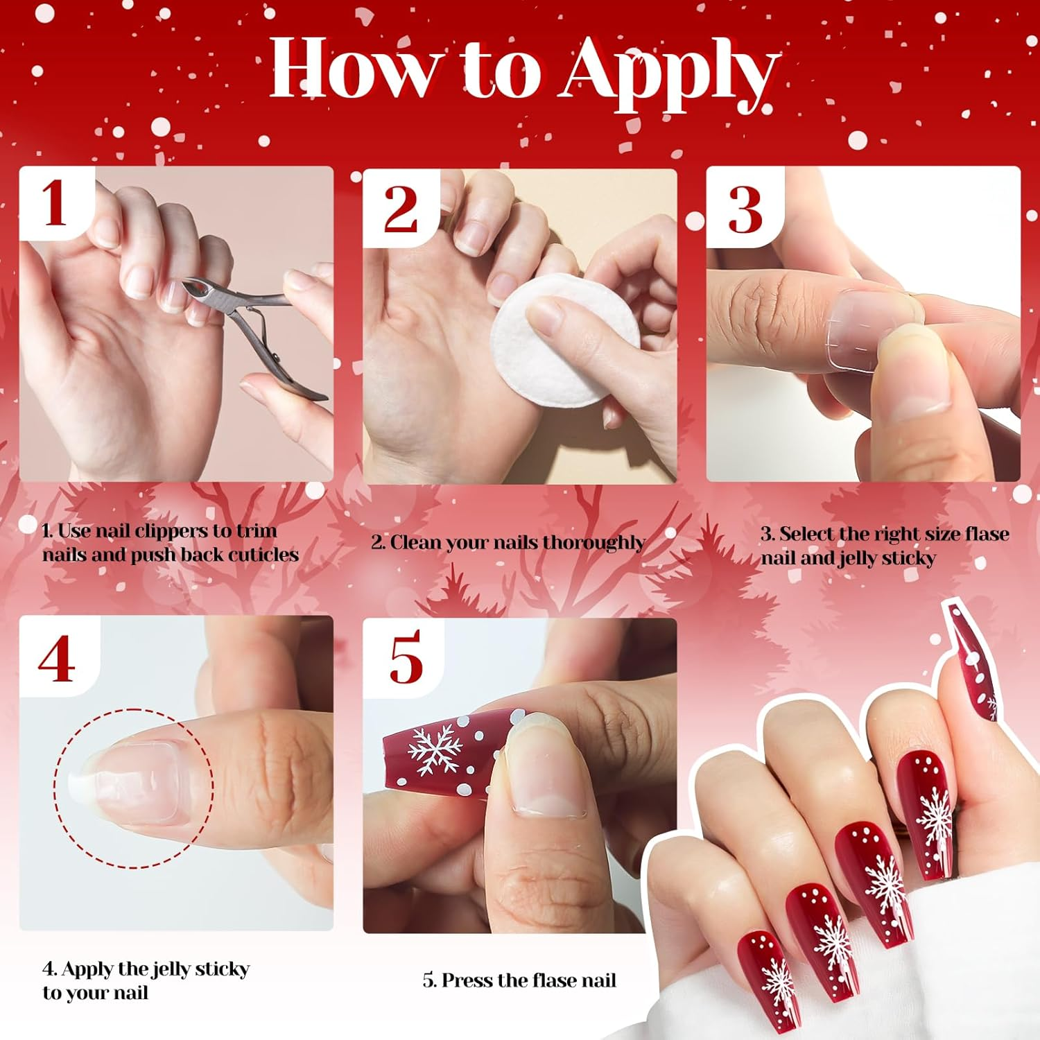 Beauty Advent Calendar 2024, Fake Nail Advent Calendar 2024 with 24PCS Press on Nails and 24PCS Jelly Gel, Christmas Press on Nails for Women Girls image number 3