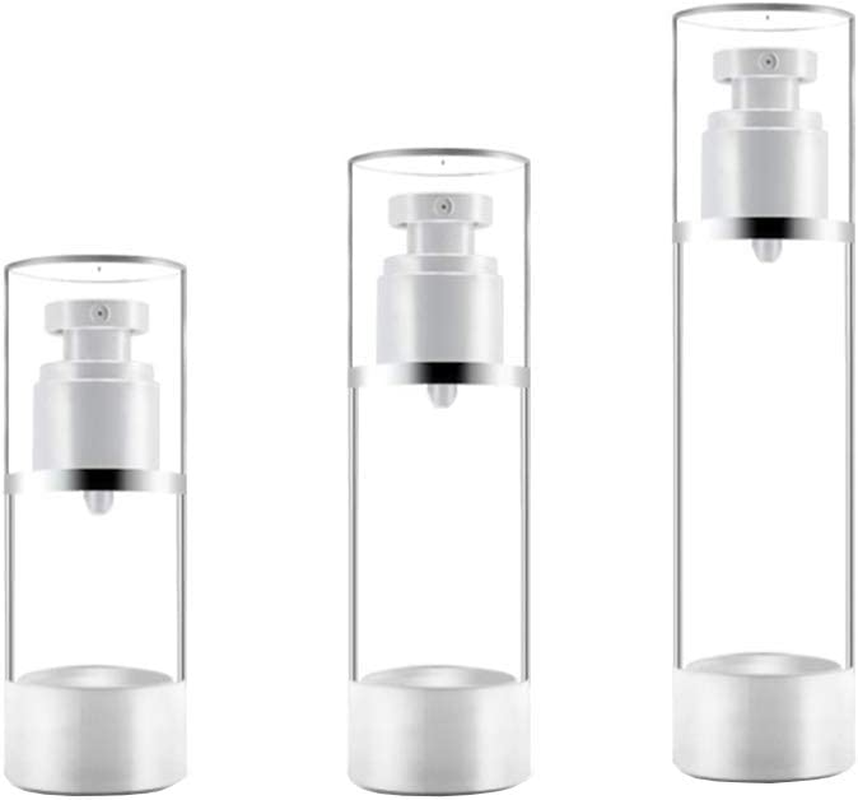 3 X Refillable Airless Pump Bottles, Empty Vacuum Cream/Lotion Dispenser Container, Liquid Cosmetic Sprayer Jar Toiletries Bottles for Makeup Foundations Travel (15Ml 0.5 Oz), BPA Free