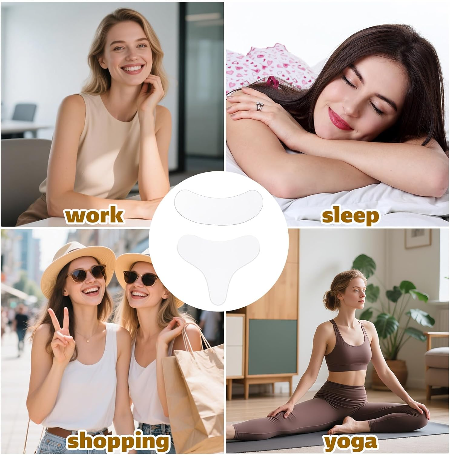 Lasuroa 4Pcs Chest & Neck Wrinkle Pads, Silicone Transparent Cleavage & Decollete Patch Beauty Accessories for Woman Smoothing Skin image number 1