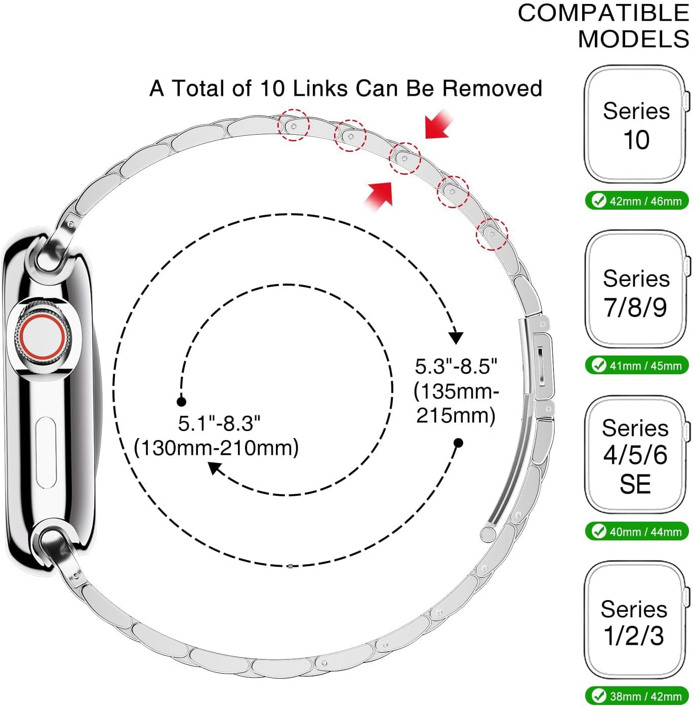 Compatible with Apple Watch Band 49Mm 46Mm 45Mm 44Mm 42Mm 41Mm 40Mm 38Mm for Men Women, Stainless Steel Metal Iwatch Band for Apple Watch Series 11 10 9 8 7 6 5 4 3 2 1 SE SE2 SE3 Ultra 3 2 1 image number 2