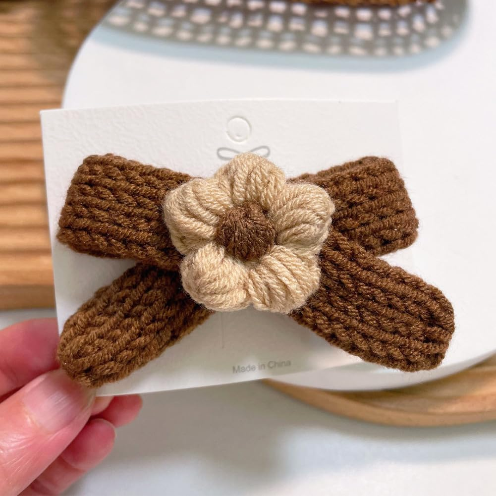 4 PCS Hair Clips for Girls, Flower Hair Clips Bow Hair Pins Artificial Wool Hair Clip Furry Hair Barrettes Small Alligator Hair Clips Hair Accessories for Women Girls image number 6