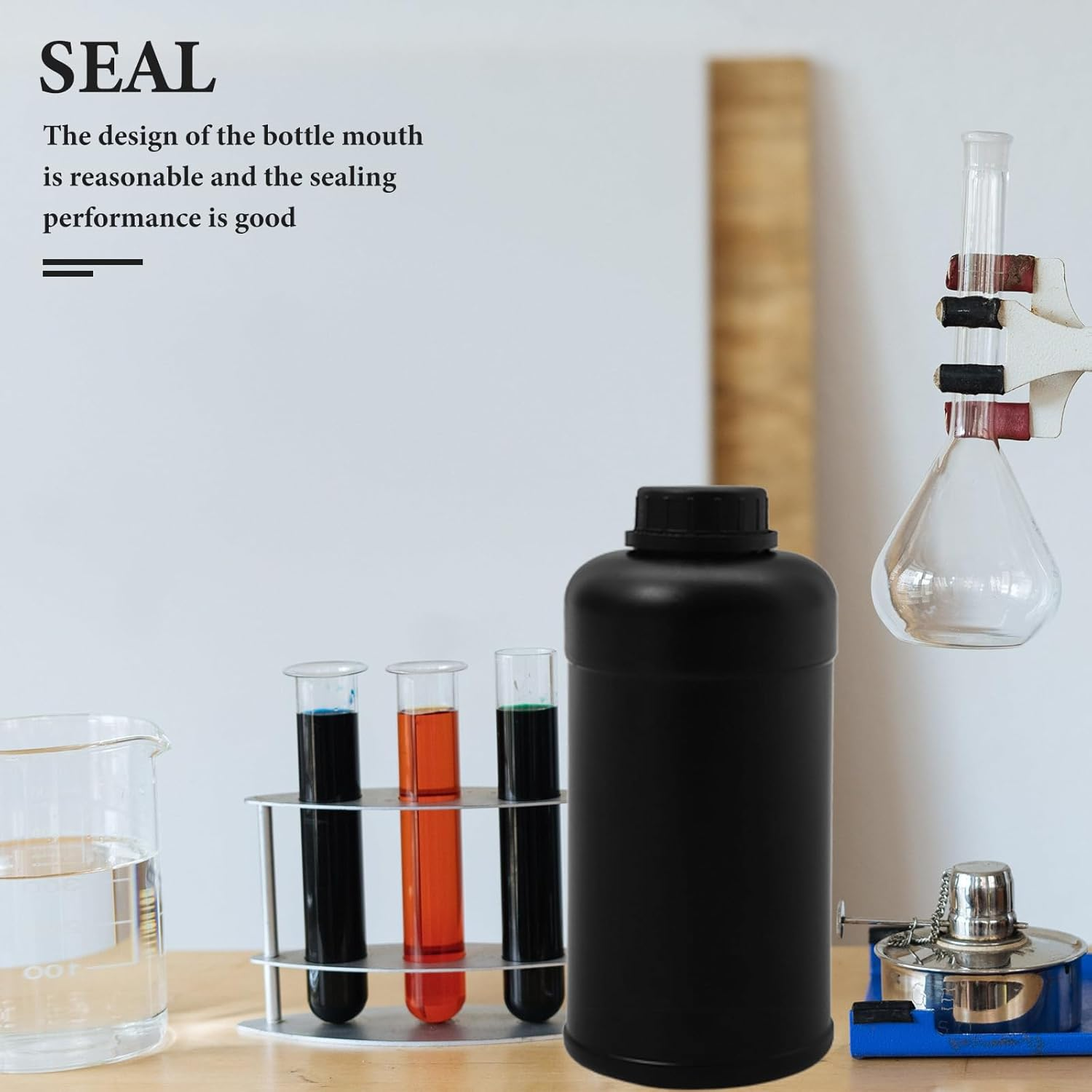 Iplusmile 4Pcs 1000Ml Plastic Empty Small Mouth Graduated Lab Chemical Container Reagent Bottle Sample Sealing Liquid Medicine Bottles Jar Pot Black image number 6