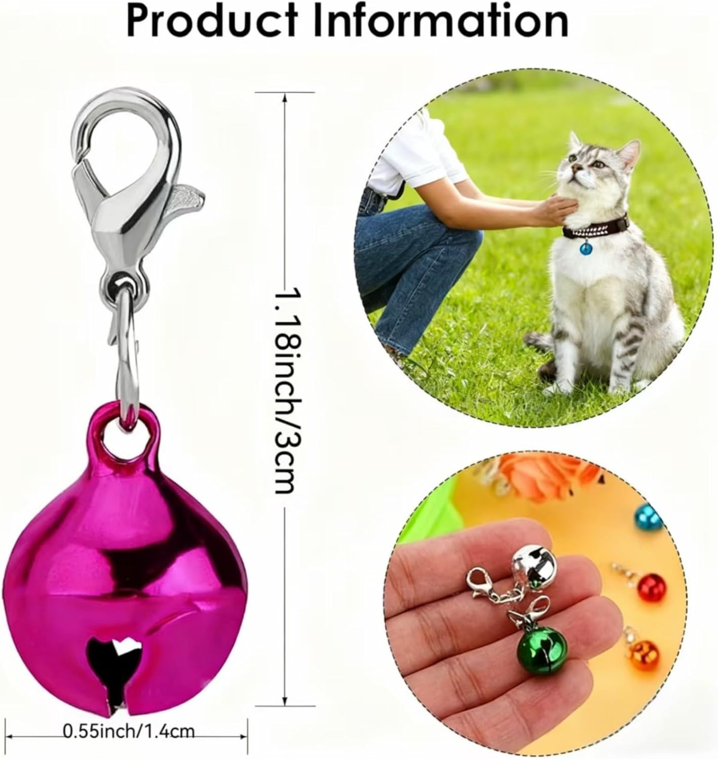 12 Packs Dog Cat Bell for Collar with Loud Crisp Sound, Metal Jingle Bells with Lobster Clasps, Chrome Plated Colourful Pet Collar Charms for Tracking, Keychain Decor (Random Colors) image number 5