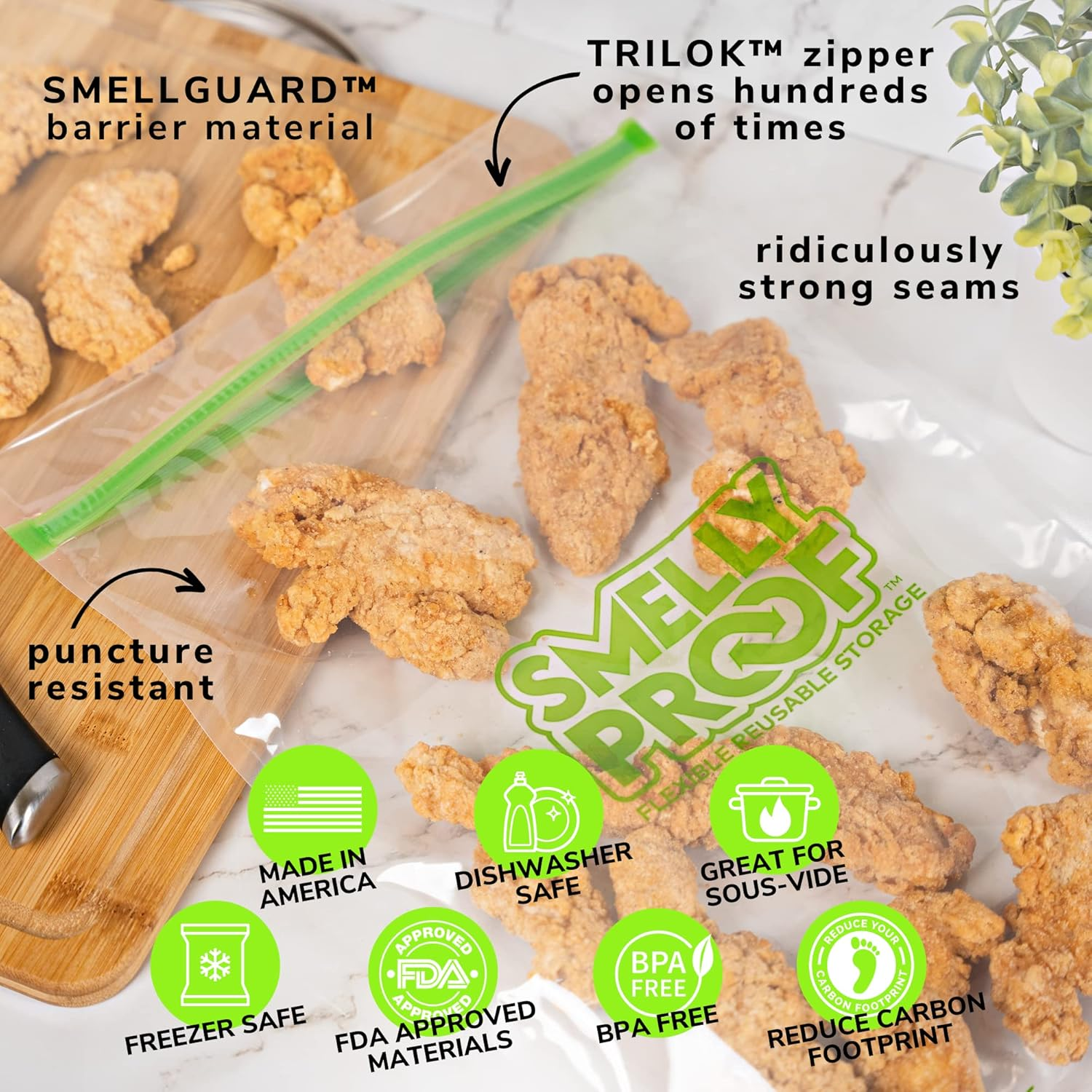 SMELLY PROOF - the Original No-Odor Baggie - Clear - Reusable - Made in the USA image number 5