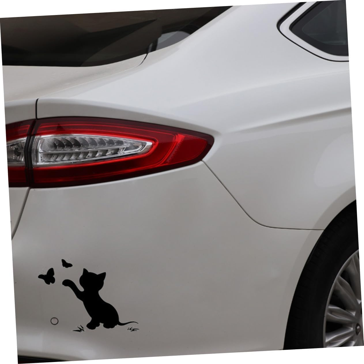ELAYARD 4 Pcs Flapping Cat Car Sticker Black and White Cover Scratch Pet Material Reflective Effect Stylish Cartoon Decals for Cars Exterior Protection and Decoration