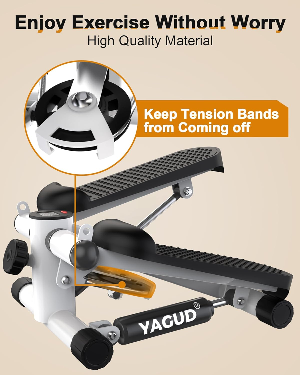 Yagud Steppers for Exercise at Home, Mini Stair Stepper with Resistance Bands, Portable under Desk Stepper Workout Step Machine 300 Lbs Weight Capacity image number 3