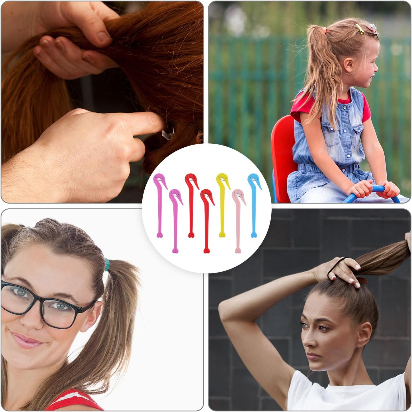 7-Piece Cutting Tool for Elastic Hair Bands, Hair Scrunchie Remover, Free Tool for Removing Ponytails, Pony Pick for Toddlers, for Cutting Pony Rubber Hair image number 5