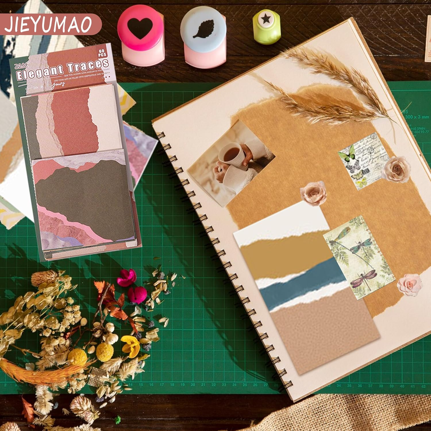 JIEYUMAO Vintage Scrapbook Paper, 366 Sheets Retro Scrapbook Paper, Multicolor Vintage Pattern Paper, Journaling Scrapbooking Supplies Kit Vintage Scrapbooking Supplies for DIY Art image number 1