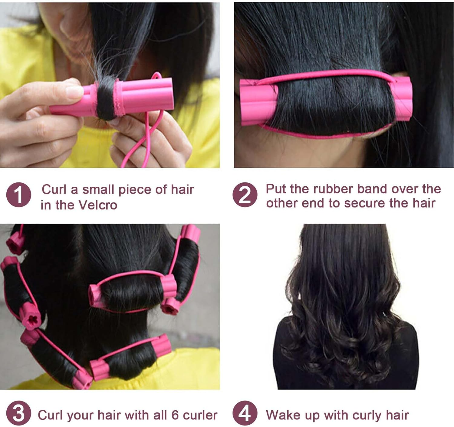 Heatless Hair Curler, Overnight Blowout Rods,Rollers Hair Curlers,Soft Heatless Rod for All Hair Types, Hair Styling Curling Tools DIY Hair Curlers for Women Gifts(Pink) image number 2